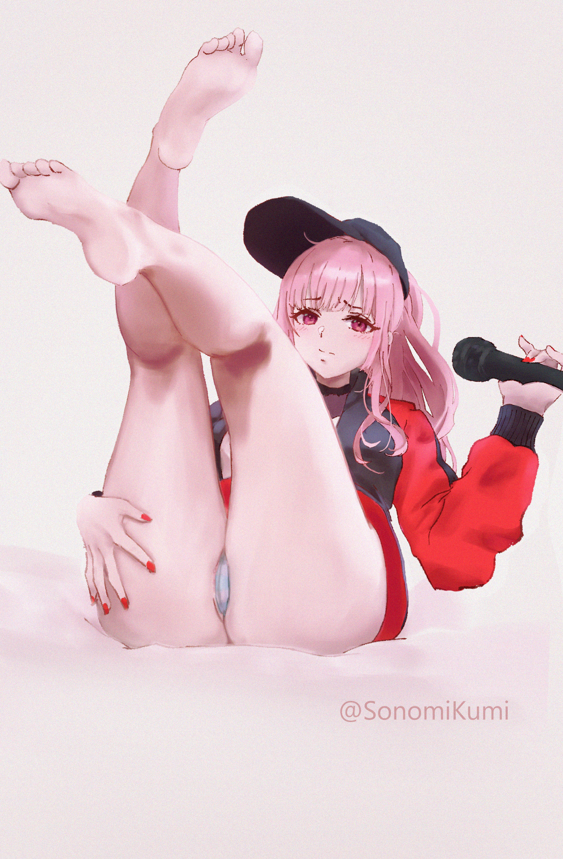 ass, clothed, feet, female, hololive, hololive english, hololive myth, mori calliope, panties, soles, thick thighs, thighs, virtual youtuber