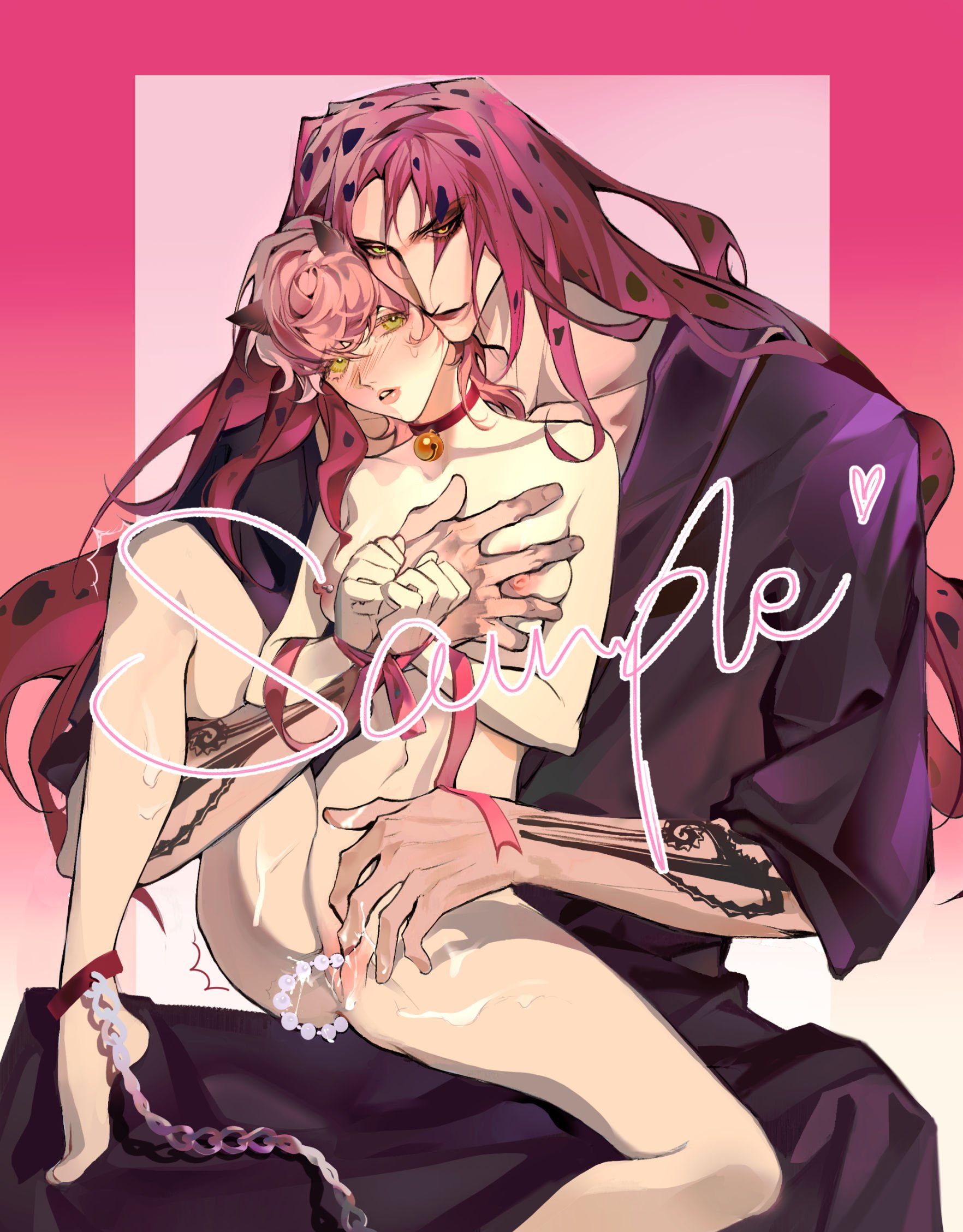 1boy, 1girls, age difference, big breasts, breast grab, breasts, diavolo, father and daughter, female, fingering, incest, jojo's bizarre adventure, male, nipples, pink hair, pussy, pussy juice, sex toy, tagme (artist), trish una, vaginal insertion, vento aureo