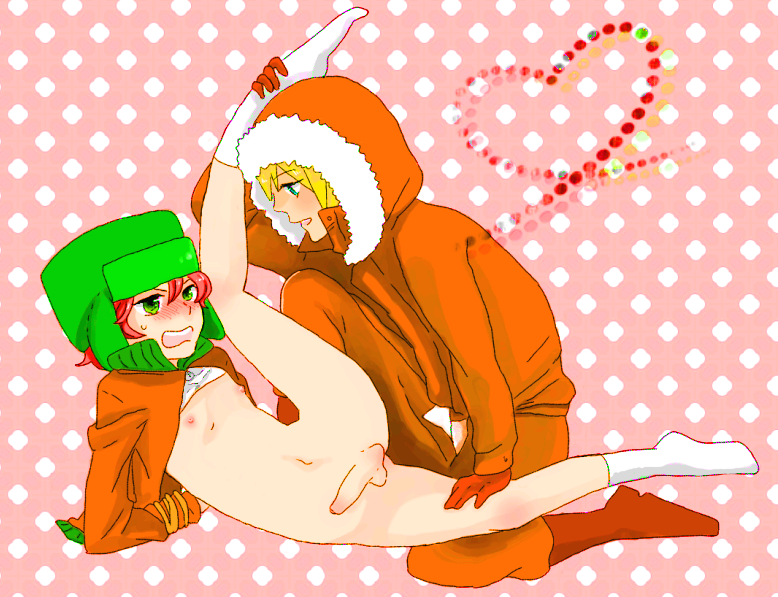 2boys arms_behind_back blonde_hair bondage bottomless bound_wrists cmnm gay gloves green_eyes hat hood kenny_mccormick kyle_broflovski legs_held_open male male_only malesub multiple_boys nipples parka penis rape red_hair shirt_lift socks south_park spread_legs uncensored yaoi