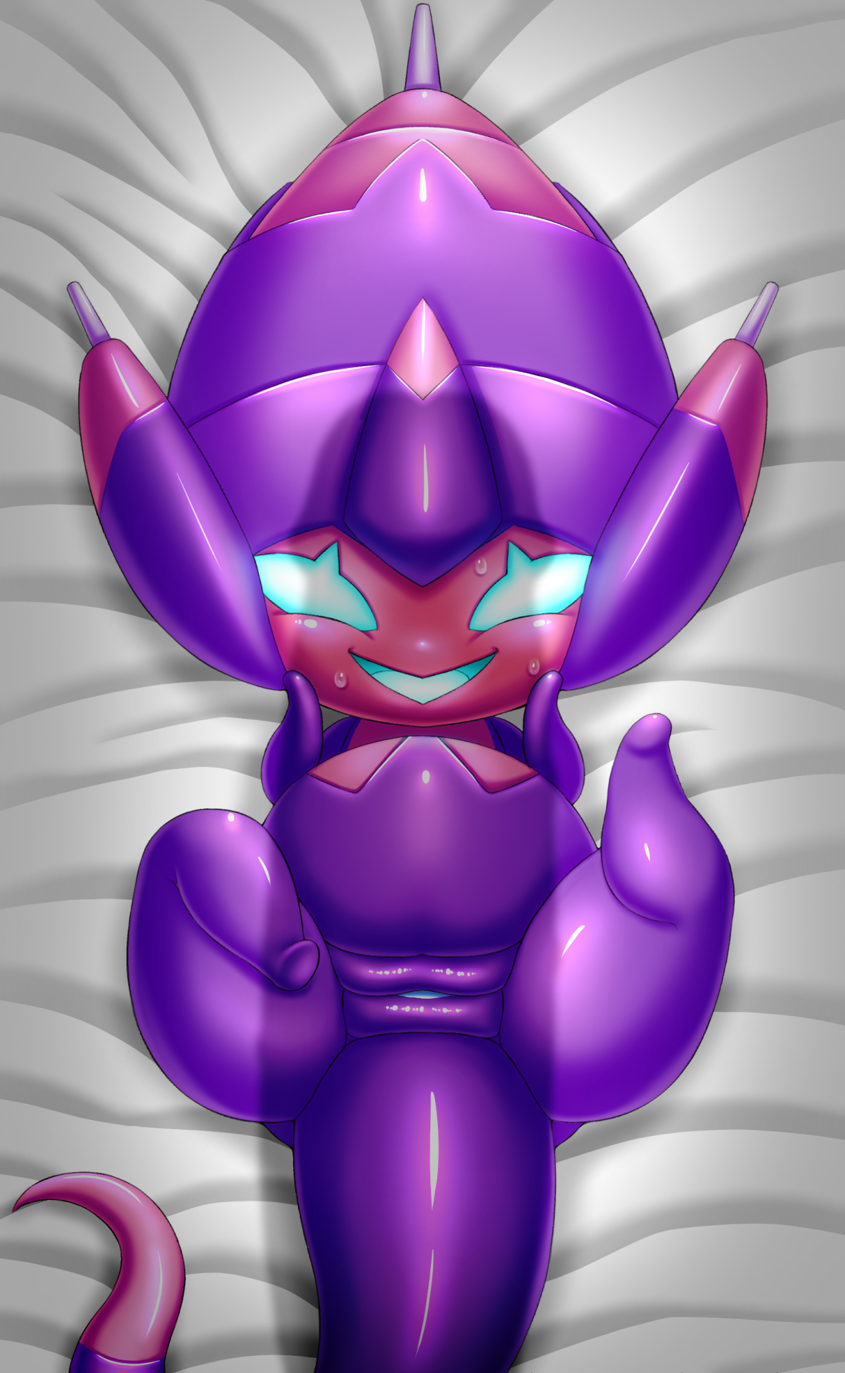 alien girl, anthro, female, female only, gotobeido, happy, horizontal cloaca, imminent sex, male, nintendo, penis, penis shadow, poipole, pokémon (species), pokemon, pokemon (species), pokemon focus, pokemon sm, purple fur, pussy, size difference, smaller female, solo female