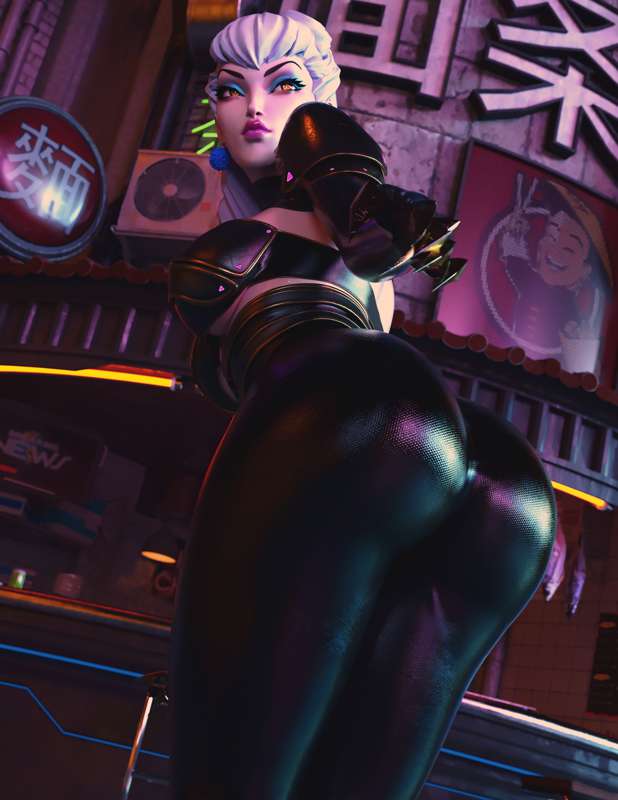 ass, big ass, big butt, evelynn, female, k/da all out evelynn, k/da all out series, league of legends, leggings, milapone, white hair, yellow eyes