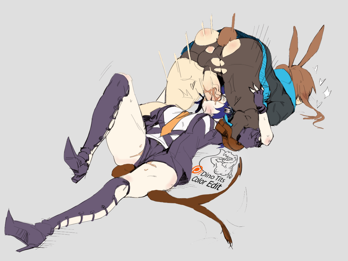 1futa, amiya (arknights), animal ears, arknights, balls, big balls, big penis, blush, bunny ears, ch'en (arknights), color, colored, deepthroat, dickgirl, dinotits, edit, face fucking, face mounting, female, forced fellatio, forced oral, futa on female, futadom, futanari, hands behind head, head grab, heart, horns, huge cock, humanoid, humanoid penis, intersex, irrumatio, light skin, motion lines, on the floor, pale skin, penis, public, rape face, rough, saliva on penis, short shorts, shorts, size difference, smaller futa, struggling, tail, testicles, thick penis, thick thighs, throat abuse, throat fuck, throat swabbing, tongue, tongue out, top-down bottom-up, torn clothes, vein, veiny, veiny penis, victim alice, wide penis