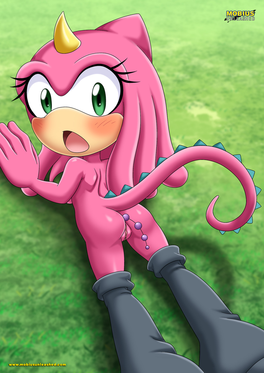 bbmbbf beads blush chameleon green_eyes liza_the_chameleon looking_at_viewer lying_on_stomach mobius_unleashed palcomix sonic_(series) sonic_the_hedgehog_(archie) sonic_the_hedgehog_(series)