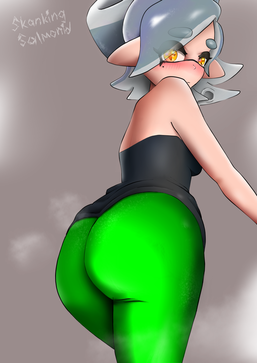 ass inkling marie_(splatoon) skankingsalmonid splatoon squid_sisters tights white_hair