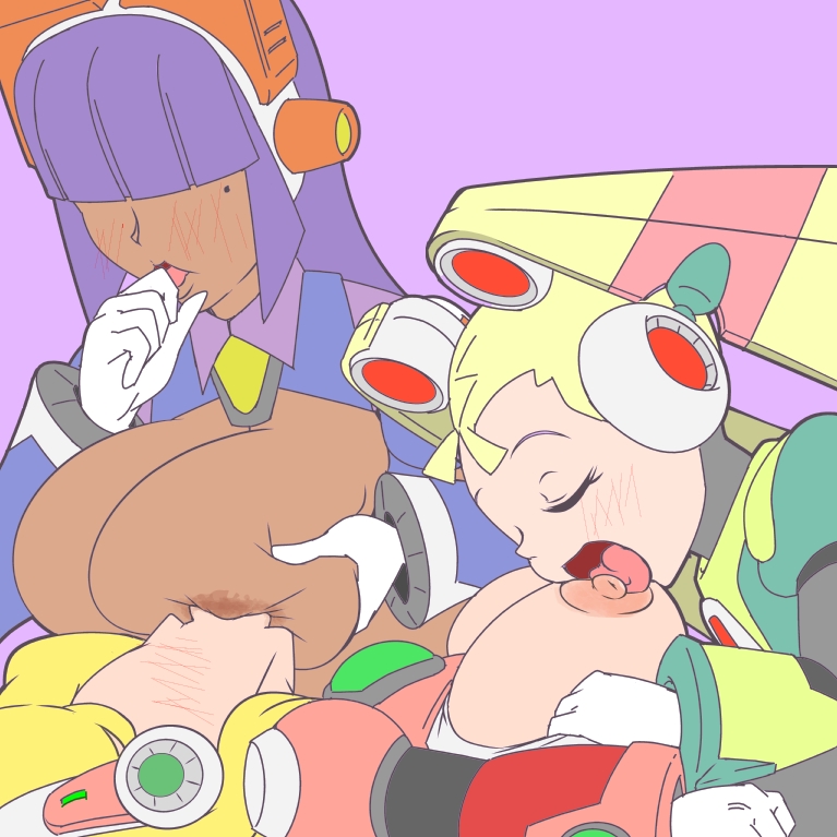 3girls alia breast_sucking breastfeeding female/female ii_kuromaku layer mega_man mega_man_x multiple_girls pallette tagme threesome yuri