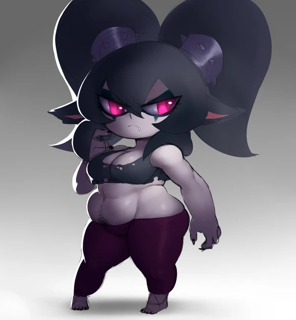 big_thighs black_hair clothes forastero goth goth_girl league_of_legends legacy_series noxus_poppy pigtails poppy riot_games shortstack sweatpants twintails yordle