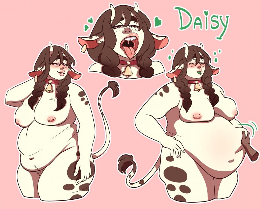 bbw, bbw pred, cellulite, chubby, chubby female, cow ears, cow girl, cow tail, female, hybrid, original, swimmingintheswamp, vore
