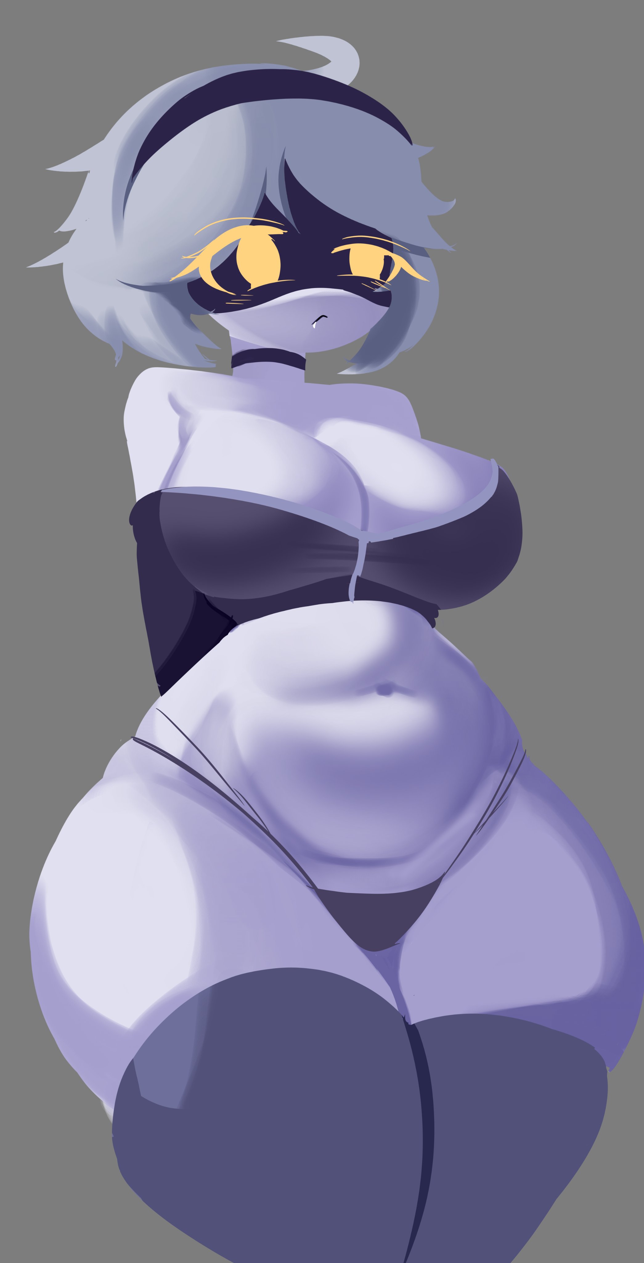 1girls, 2d, 2d (artwork), 2d artwork, alaki zezo, animal ears, areolae, ass, barely clothed, big ass, big breasts, big thighs, black thong, blush, blushing female, breasts, clothed, clothed female, clothing, cute, disassembly drone, drone, female, female nipples, female only, female solo, gigantic ass, gigantic thighs, glitch productions, huge ass, huge breasts, huge thighs, looking at viewer, murder drones, panties, robot, robot girl, robot humanoid, sega, shirt, short hair, silver hair, solo, solo female, solo focus, sonic (series), thick hips, thick thighs, thighs, thong, v (murder drones), white background, white body, yellow eyes