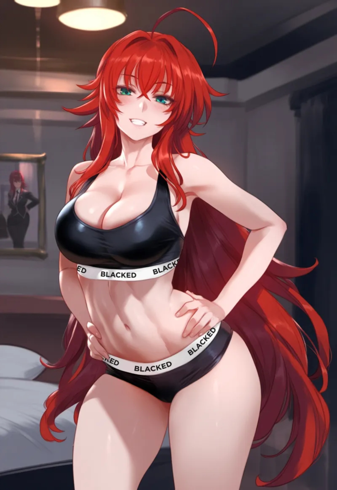 1boy, 1girls, ai generated, blacked, blacked clothing, cock hungry, dark skin, female, high school dxd, interracial, light skin, light-skinned female, male, male/female, naked, pale skin, pale-skinned female, penis, rias gremory, samsara ai, sluts