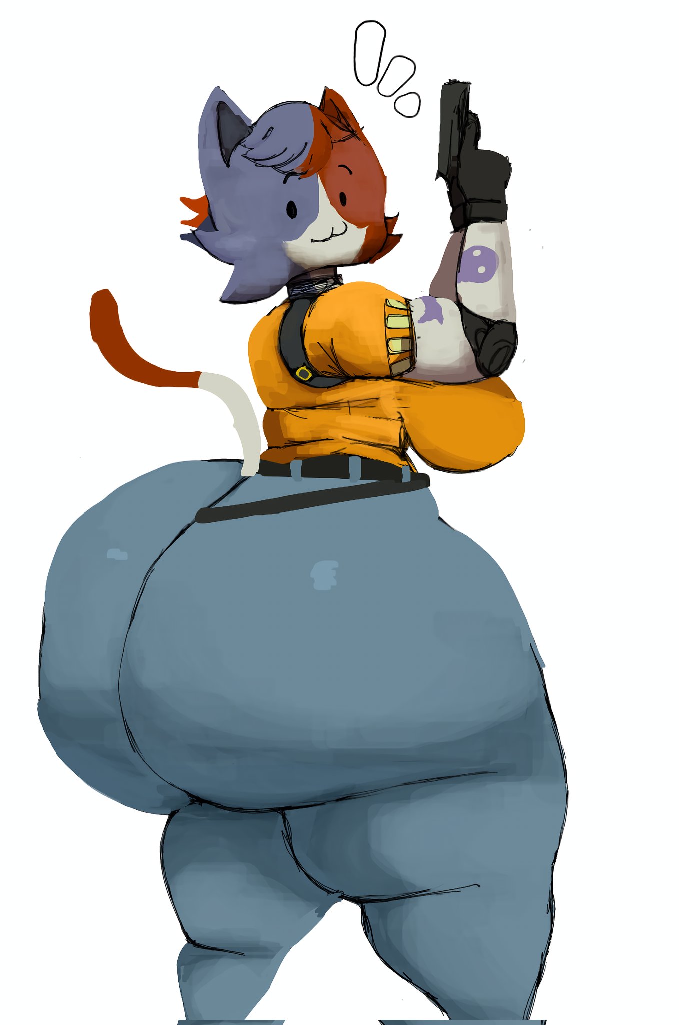 1girls, anothercat, anthro, ass, ass bigger than head, ass focus, behind view, big ass, big breasts, big butt, bottom heavy, breasts, bubble ass, bubble butt, cat ears, cat tail, cate meowdy (fortnite), clothing, curvaceous, curvy, curvy figure, domestic cat, epic games, feline, female, female only, fortnite, fully clothed, furry, gun, huge ass, huge breasts, hyper ass, looking at viewer, looking back, looking back at viewer, solo, solo female, tail, thick thighs, voluptuous, voluptuous female, weapon, white background, wide hips