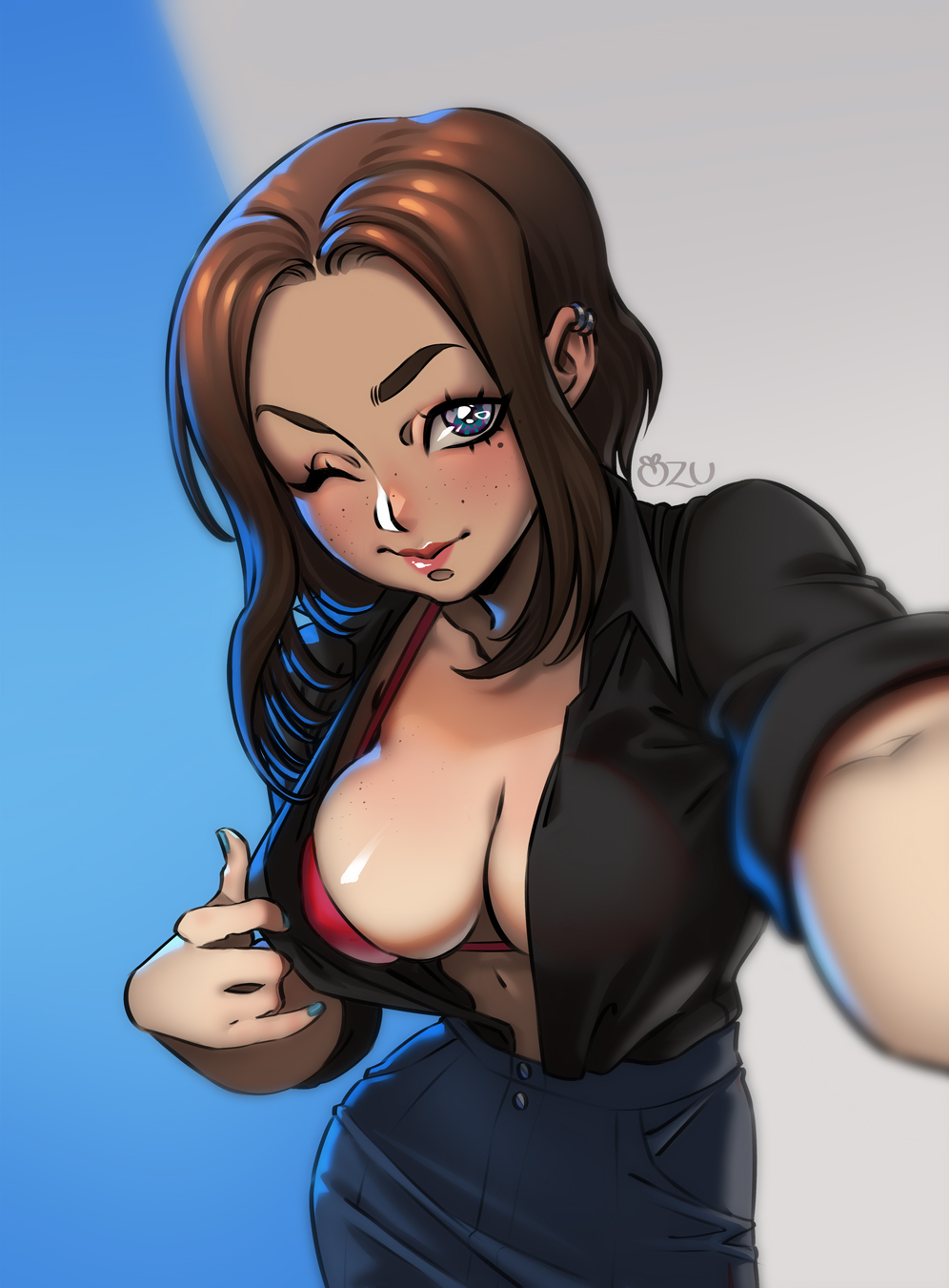 bra breasts busty cleavage female female_focus female_only hourglass_figure ozu_momo pose posing samsung samsung_sam solo tagme wide_hips