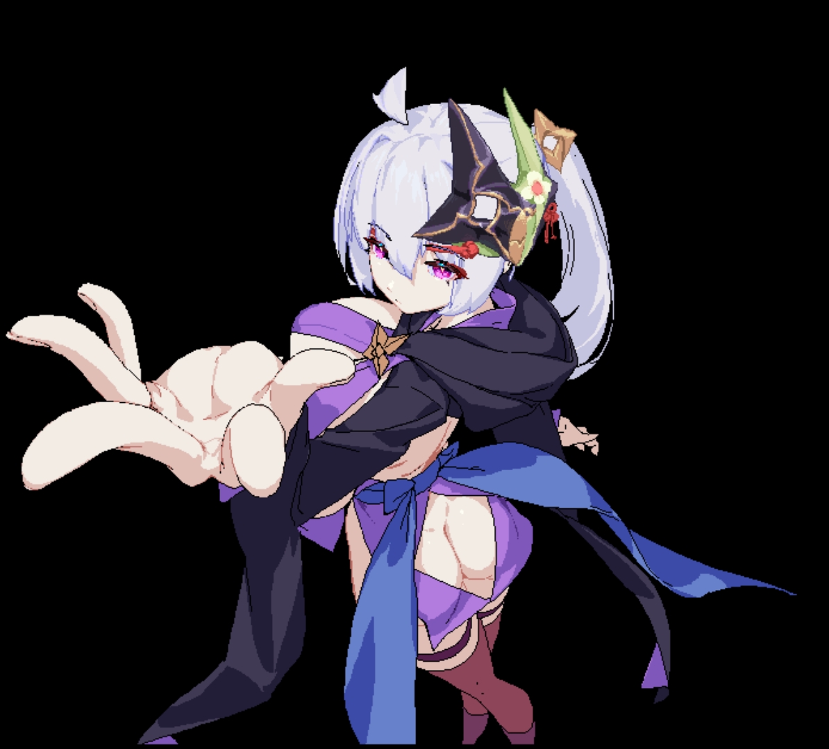 1girls, 2d, ass, big ass, big breasts, breasts, curvy, exposed ass, female, game cg, hentai game, horny, human, human female, kimono, kunoichi, kunoichi sekiren, large breasts, light-skinned female, manjushage, ninja, pale-skinned female, pixel (artwork), pixel art, purple eyes, ready to fuck, slim waist, white hair
