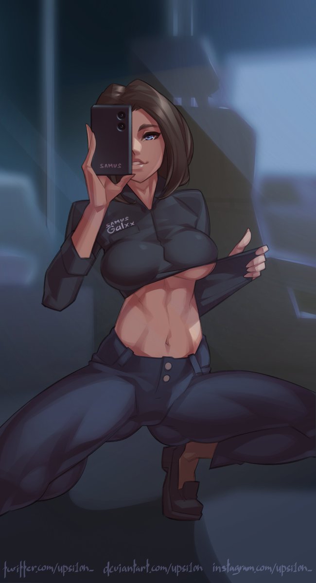 athletic athletic_female blue_eyes brown_hair busty female female_focus hourglass_figure samsung samsung_sam short_hair tagme upsi1on wide_hips