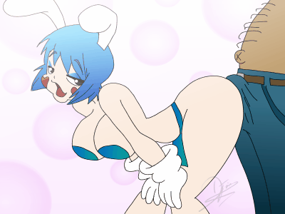 ass, assjob, babba (rickeyracoon123), boner, breasts, bulge, bunny ears, bunny girl, buttjob, clothing, dry humping, ds-djinn, erection, erection under clothes, faceless male, female, grinding, hot dogging, huge breasts, lap dance, looking back, male, solo focus, twerking