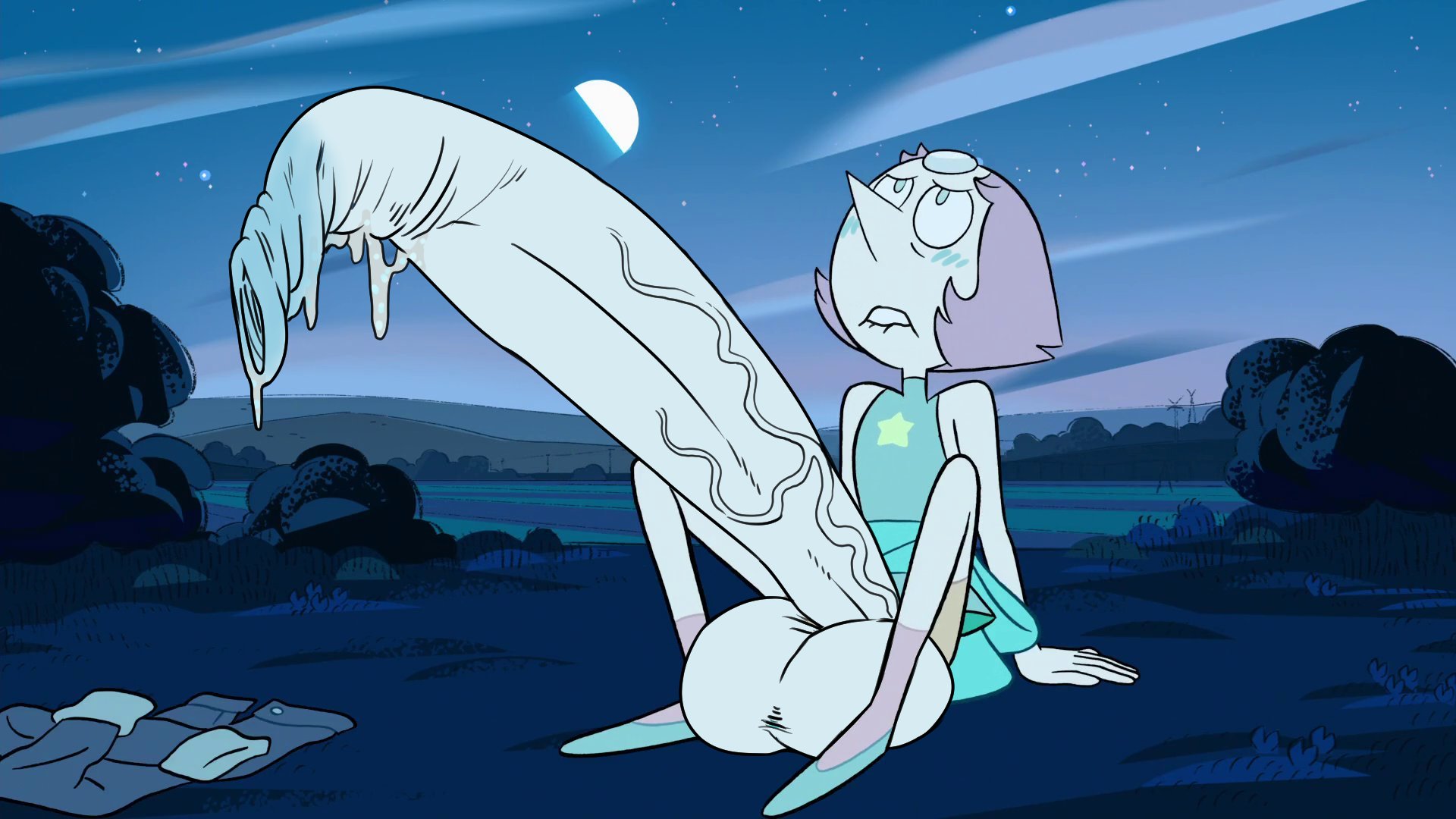 1futa, accurate art style, balls, big balls, big breasts, biting lip, blush, breasts, cartoon network, clothed, cum, cum drip, cum dripping from penis, cum on penis, edit, erection, excessive foreskin, foreskin, futanari, gem (species), glenngarth, huge balls, huge cock, hyper, hyper foreskin, hyper penis, intersex, long foreskin, pearl (steven universe), penis, penis bigger than body, screenshot edit, solo, solo focus, solo futa, steven universe, uncircumcised, uncut, unretracted foreskin, veiny penis