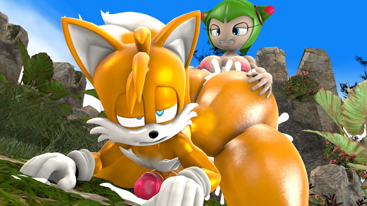 1boy, 1futa, 3d, anal, anal sex, anthro, areolae, ass, big ass, big breasts, big butt, big penis, blue eyes, blueapple, breasts, canid, canine, clenched teeth, cosmo the seedrian, cum, cum in ass, cum inside, cum while penetrated, cumdrip, cumshot, ejaculation, erect nipples, erection, femboy, feminine tails, flora fauna, from behind, futa on male, futanari, huge ass, intersex, inverted nipples, large breasts, looking pleasured, male, male penetrated, malesub, nipples, open mouth, penis, pink nipples, sonic (series), source filmmaker, spread legs, tails, tails the fox, thick thighs, wide hips