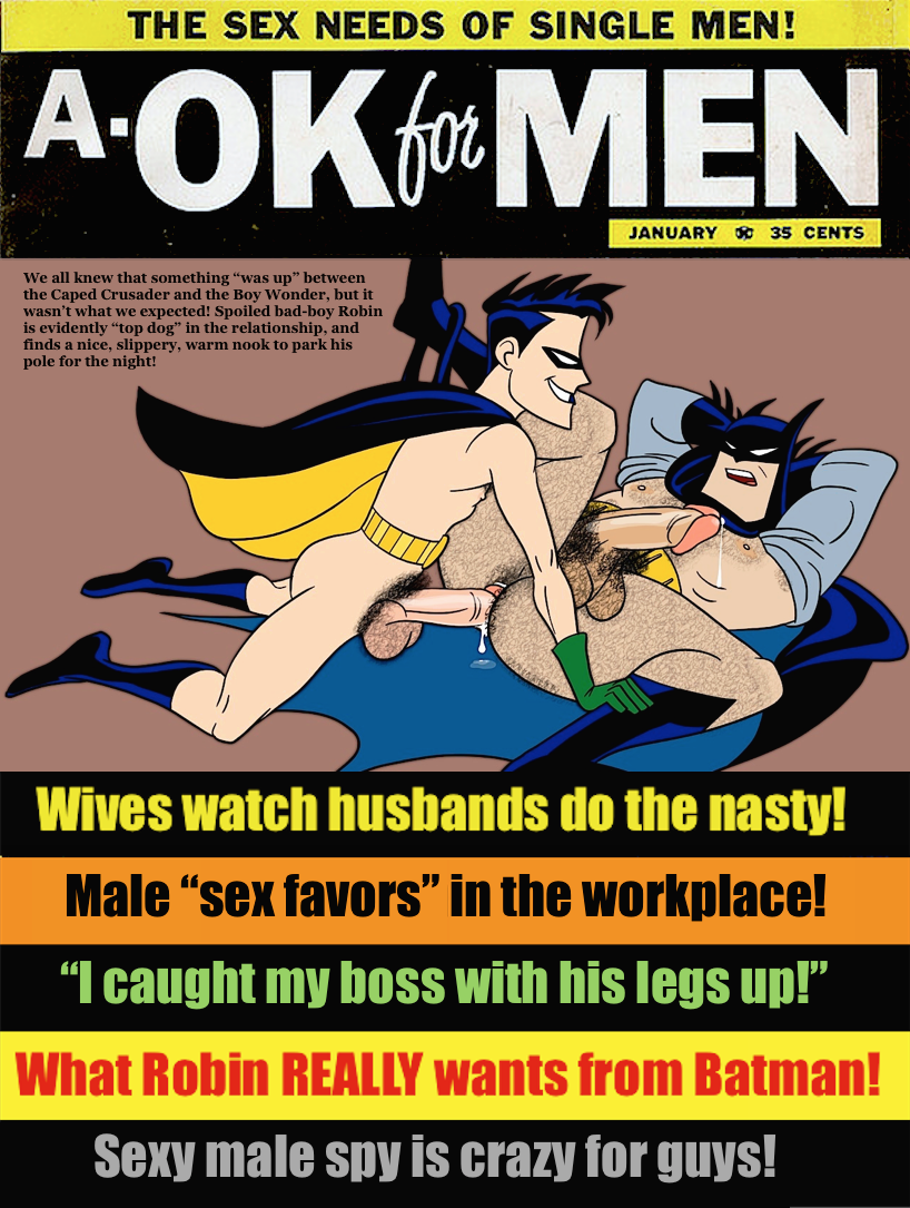 2boys age_difference anal anal_penetration anal_sex animan animanstudios batman batman:_the_animated_series batman_(series) body_hair boots bottomless cape cowl cum cum_dripping_from_penis cum_in_ass dc dc_comics dcau dick_grayson domino_mask english_text erect_nipples erection exposed_nipples gay gay_sex gloves hairy hands_behind_head human legs_held_open magazine male male/male male_only mask mostly_nude naughty_face nipples orgasm_from_anal penis_size_difference precum_drip robin_(dc) robin_(dick_grayson) shorts_around_one_leg spread_legs superhero tagme text utility_belt yaoi younger_dom_older_sub younger_penetrating_older