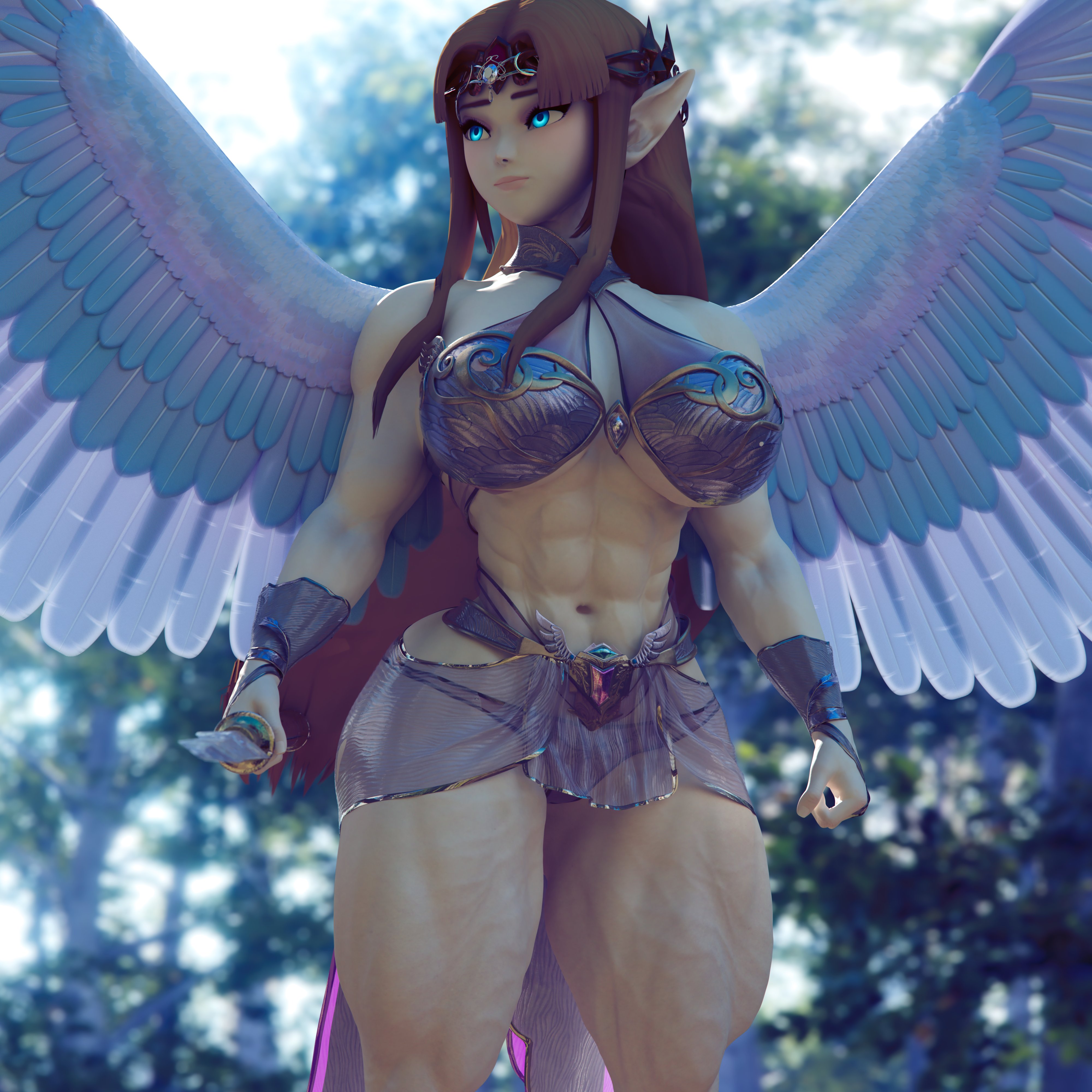 3d, 3d (artwork), a link to the past, abs, armor, breasts, dashie116, female, huge breasts, long hair, muscular, muscular female, nintendo, princess zelda, the legend of zelda, wings, zelda (a link between worlds), zelda (a link to the past)