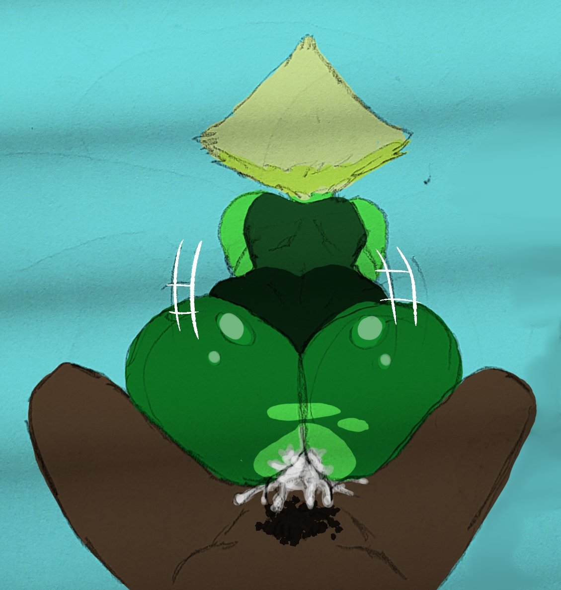 1girls, 2d, 2d (artwork), ass, big ass, big butt, blue background, bubble ass, bubble butt, cartoon network, cum, cum in pussy, cum on penis, cumming, dark skin, dark-skinned male, female, female focus, female penetrated, gem (species), green body, green skin, interracial sex, kojoarts, legs open, male, naughtypaw (artist), penis, peridot (steven universe), pussy, reverse cowgirl position, riding, riding penis, ripped pants, sex, solo female, steven universe, steven universe future, traditional media (artwork), ttherandom, tthrandom, tthrandom rp