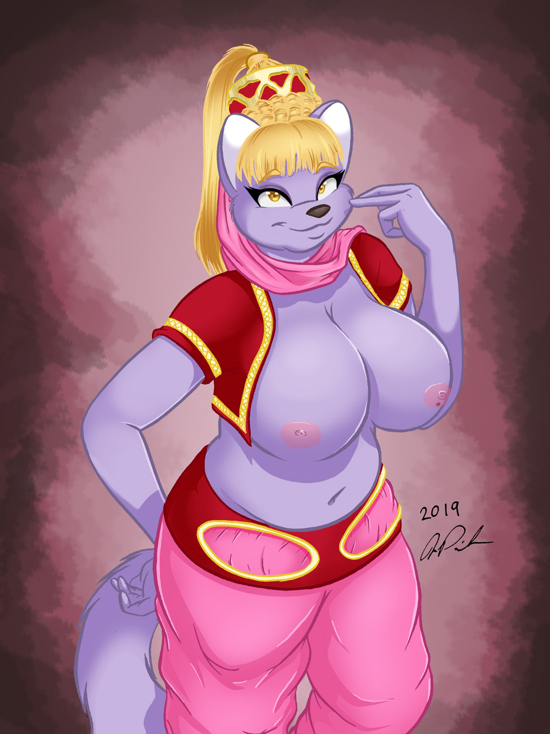 1girls 2019 3:4 3:4_aspect_ratio 3:4_ratio amber_eyes anthro belly_dancer belly_dancer_outfit big_breasts blonde_hair breasts brown_eyes busty chubby cleavage colored cosplay dated feline female furry furry_tail genie genie_bottle harem_girl harem_outfit harem_pants hourglass_figure huge_breasts i_dream_of_jeannie jeannie jeannie_(cosplay) jonathan_ponikvar no_bra peter_and_company peter_and_whitney pink_pants purple_fur purple_hair red_shirt signature twitter uncensored uncensored_breasts voluptuous whitney_ponikvar wide_hips