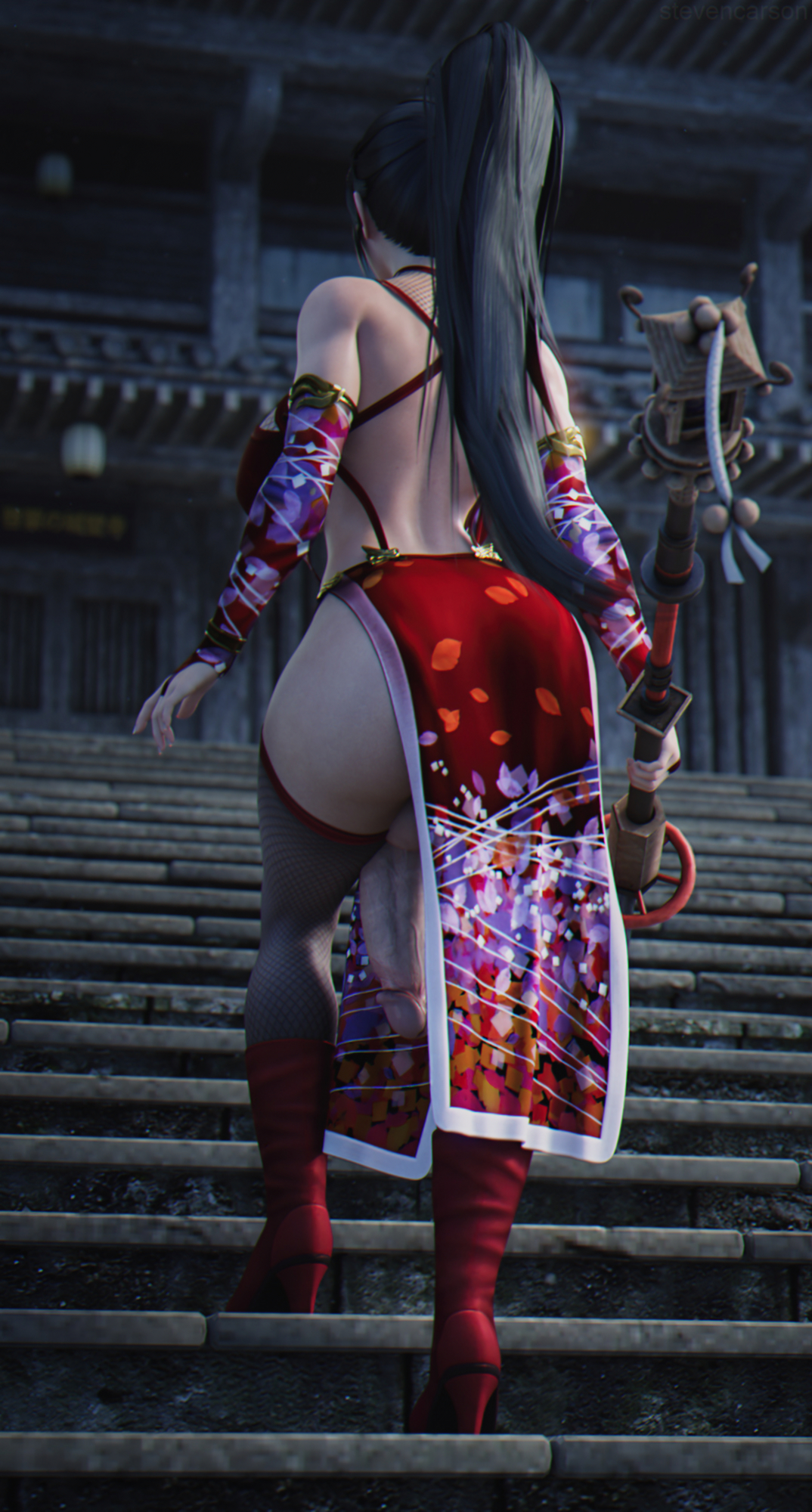 1futa, 3d, ass, big ass, big breasts, big penis, breasts, casual exposure, dead or alive, futa only, futanari, ineffective clothing, intersex, momiji (ninja gaiden), penis, solo, stevencarson, variations