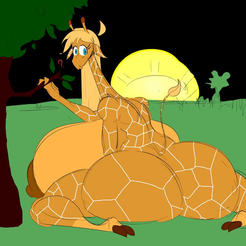 ?, 1girls, anthro, ass, big ass, big breasts, big butt, blonde hair, blue eyes, breasts, cream vanilla, female, furry, giraffe, giraffid, huge ass, huge breasts, huge butt, hyper ass, long neck, looking back, mammal, nipples, original character, solo, tasteofchoklit, thick thighs