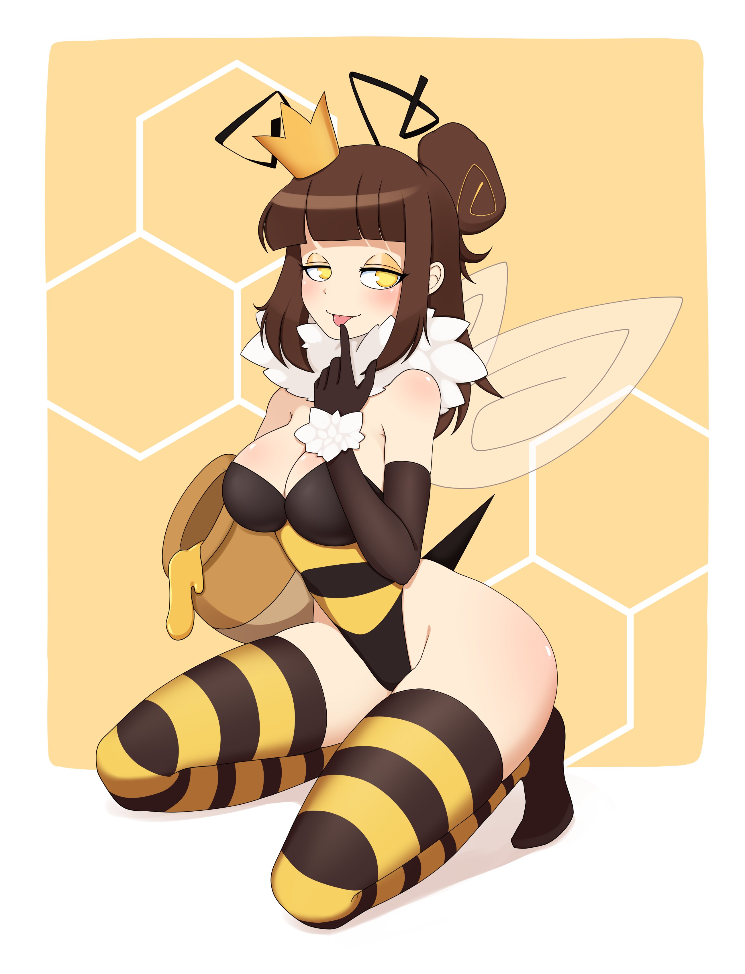 1girls, bee, doremianc, female, female only, honey, human, solo, tagme