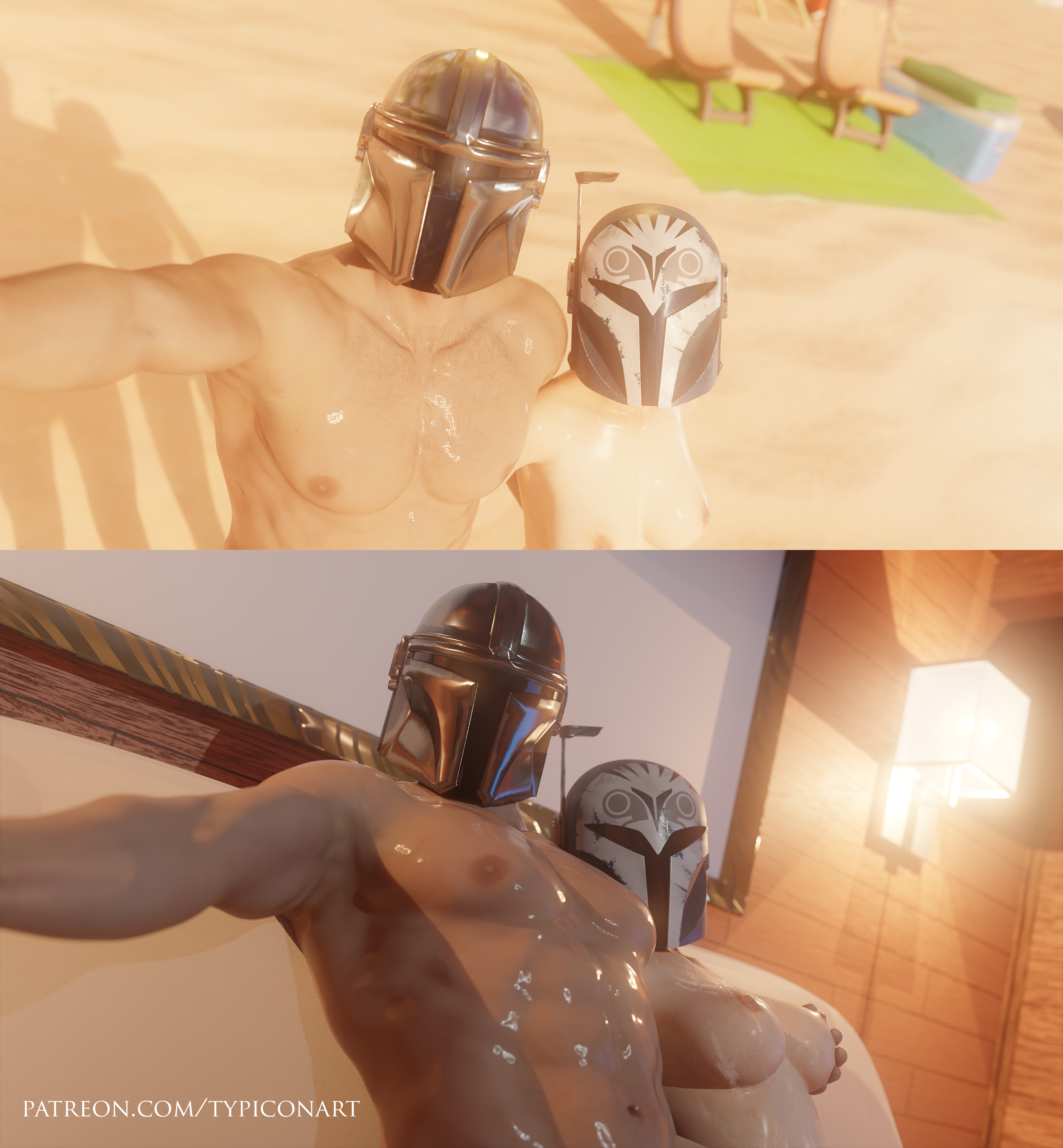1boy, 1girls, 3d, ass, beach, bed, bedroom, blender, blender (artwork), blender (software), blender cycles, bo-katan kryze, breasts, din djarin, female, fortnite, helmet, helmet only, leguymelef, male, mandalorian, naked, naked female, naked male, patreon, patreon username, romance, romantic, romantic couple, romantic sex, self upload, star wars, sweat, sweatdrop, sweating, typiconart, white body, white skin