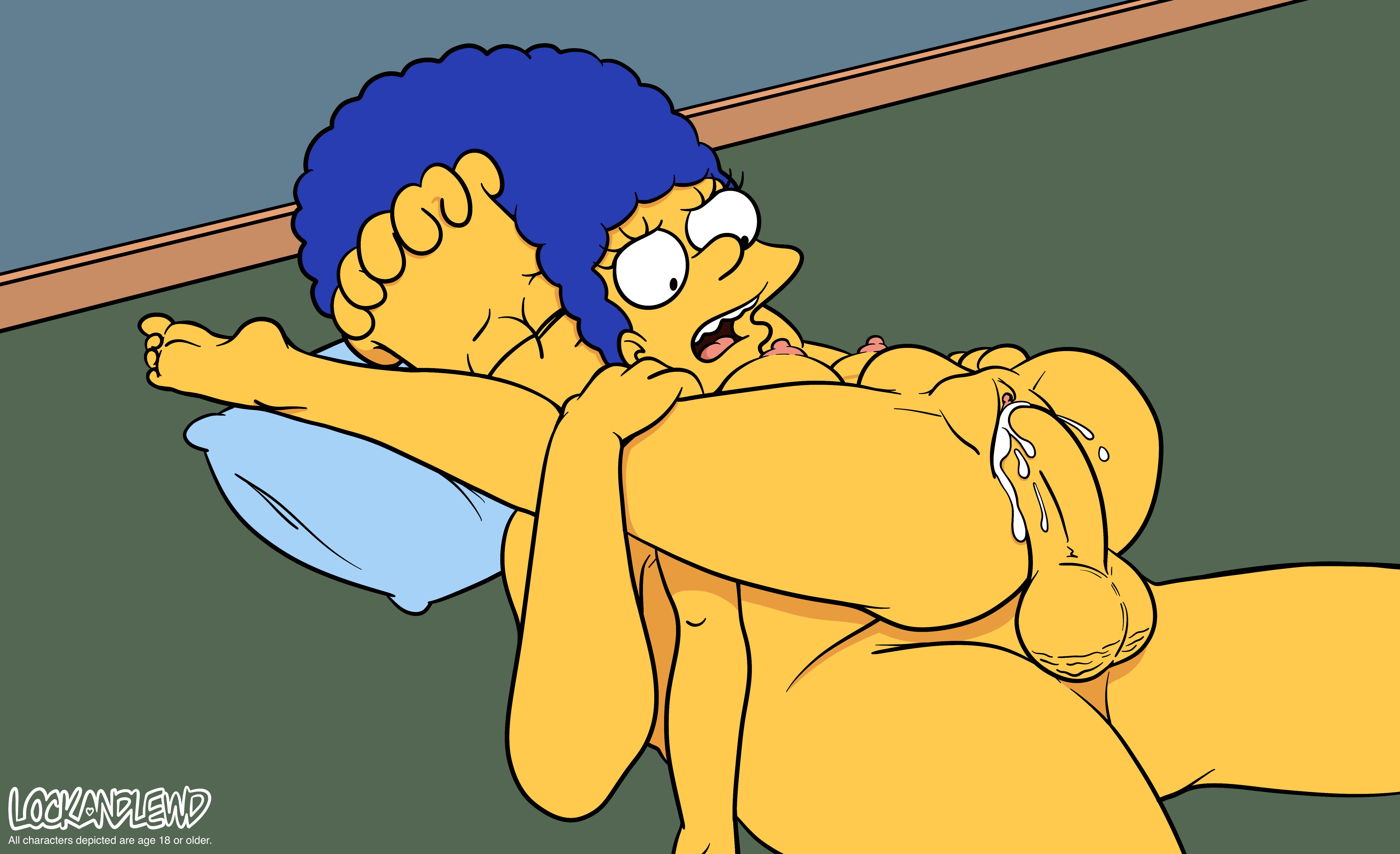 1boy, 1girls, 20th century fox, 20th century studios, aged up, artist name, balls, bart simpson, blue hair, breasts, closed eyes, cum, cum in pussy, cumdrip, duo, erection, eyelashes, female, genitals, hands on legs, human, human on human, incest, legs up, lockandlewd, looking down, looking down at penis, lying on back, male, male/female, mammal, marge simpson, mature, mature female, mature male, milf, mother and son, nipples, nude, nude female, nude male, open mouth, penis, penis in pussy, pillow, pussy, sex, straight, straight sex, testicles, the simpsons, vaginal penetration, vaginal sex, yellow skin