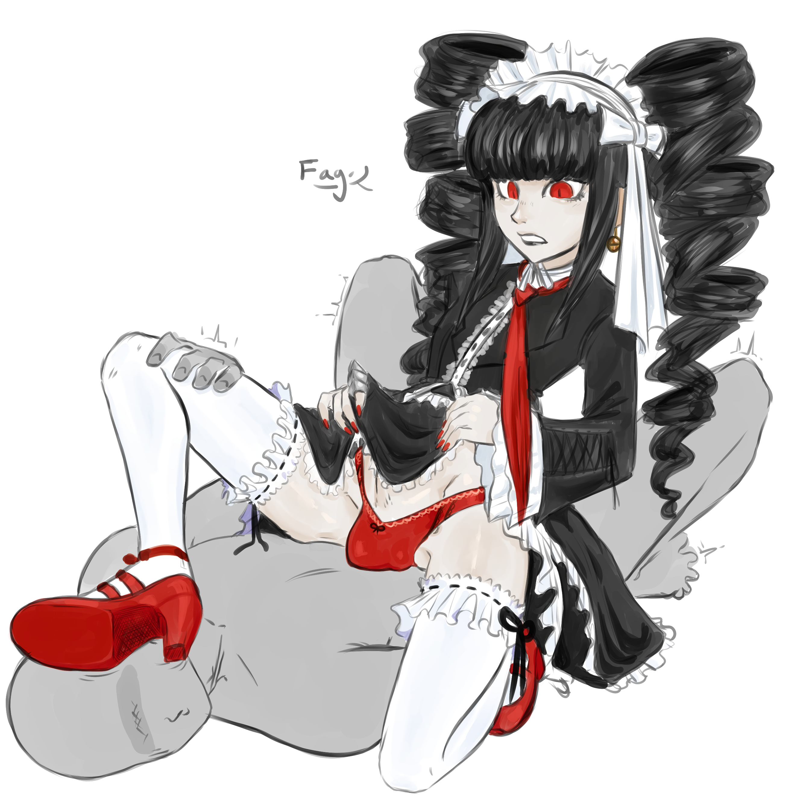 2025, 2boys, anonymous male, brialzebubbie, buldge, celestia ludenberg, colored, crossdressing, crushing, danganronpa, faggot, femboy, femboydom, foot on face, genderswap (ftm), heels, holding up skirt, homophobic slur, lolita fashion, male, male only, painted nails, pale skin, pantie bulge, panties, request, rule 63, sitting on person, sp4gh3tt1 (artist), trap, twintails