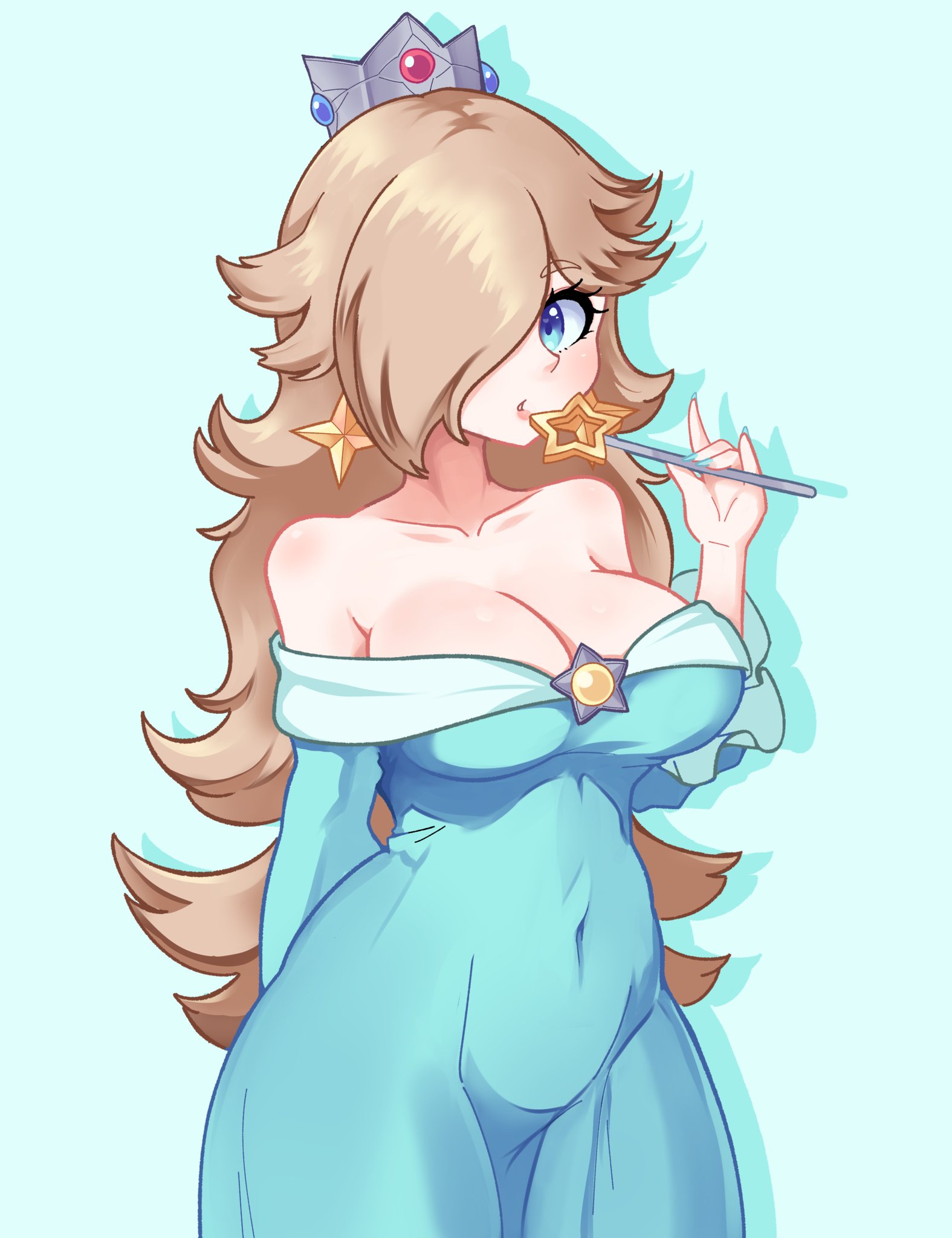 ass, big ass, big breasts, big butt, big thighs, big titties, breasts, clothing, curvaceous, curvaceous female, curvaceous figure, curvy, curvy figure, curvy hips, ducktracio, female, female focus, female only, long hair, looking at viewer, nintendo, princess rosalina, super mario bros., super mario galaxy, yellow hair