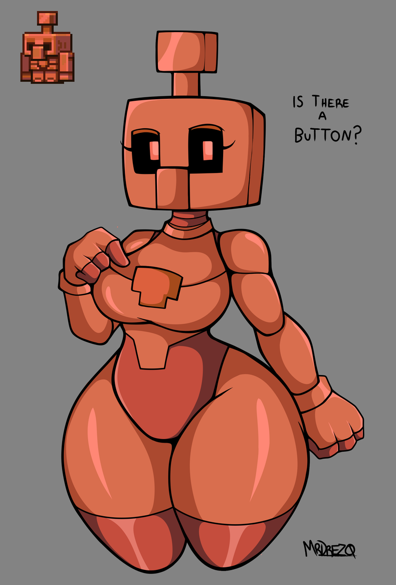 big breasts, breasts, child bearing hips, copper golem, female, huge ass, microsoft, minecraft, mojang, mrdrezq, robot girl, shortstack, xbox game studios