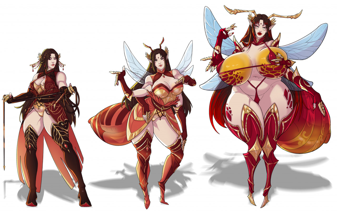 bee girl, breast expansion, breast growth, breast growth (enlargement), breasts, female, mar2tea, original character, transformation, transformation sequence
