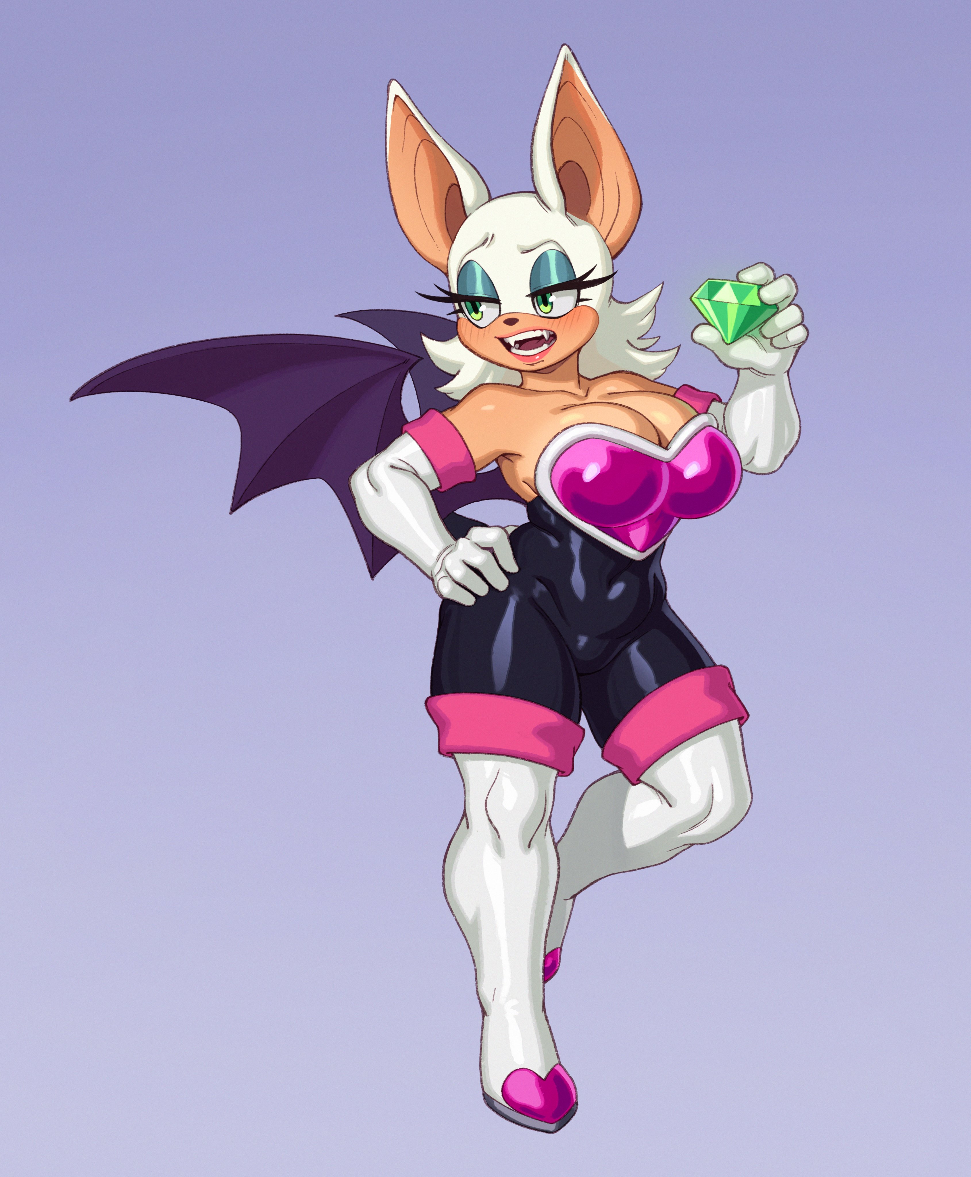 1girls, 2021, absurdres, anthro, big breasts, breasts, cleavage, elbow gloves, female, female focus, female only, furry, gloves, highres, large breasts, latex, rizdraws, rouge the bat, sega, solo, sonic (series), thick thighs