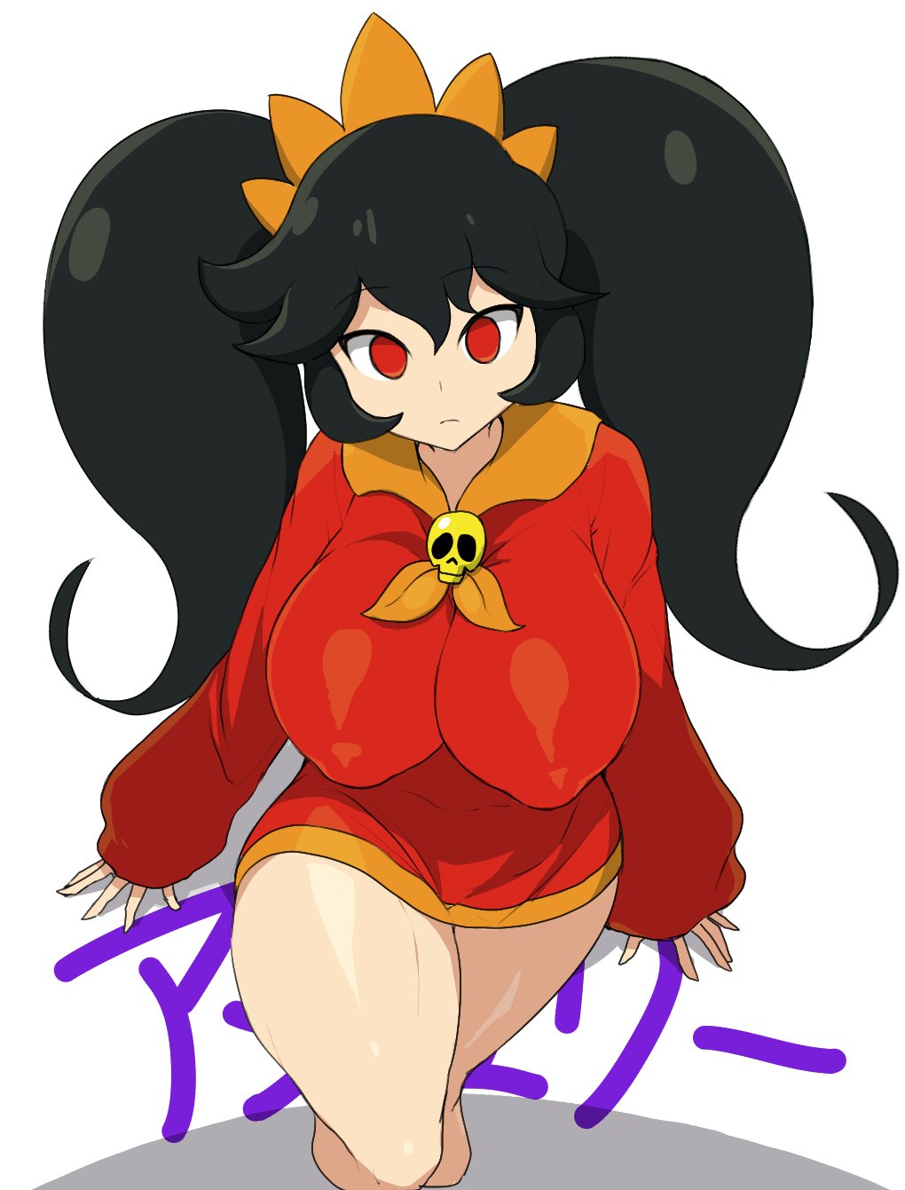 1girls, alternate breast size, ashley (warioware), breasts, female, large breasts, mario (series), nintendo, nipples visible through clothing, red eyes, sinensian, twintails, warioware