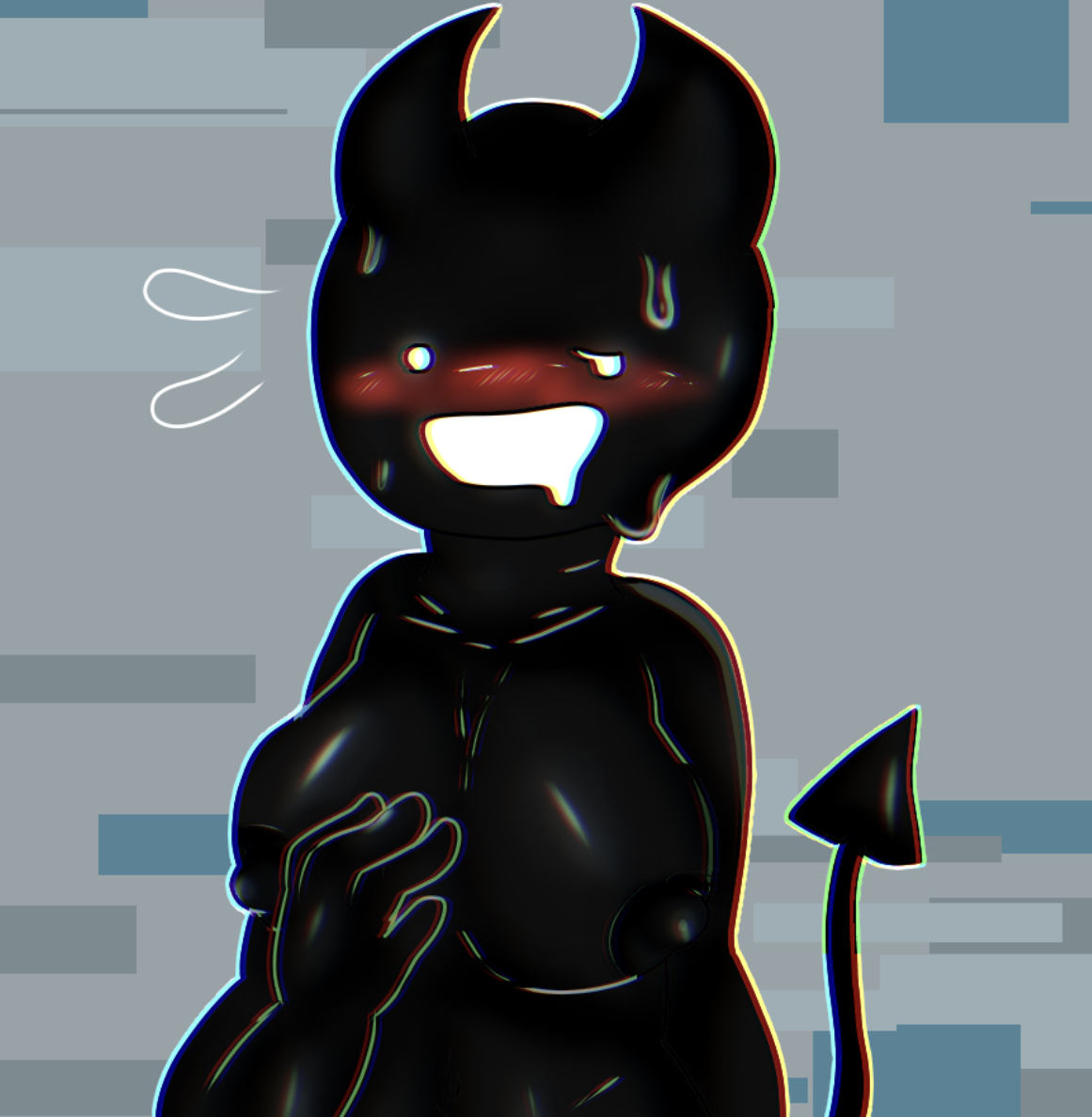 black skin, blob, blush, breast grab, breasts, demon, demon tail, female, female only, friday night funkin, horny, huge breasts, opheebop, saltys sunday night