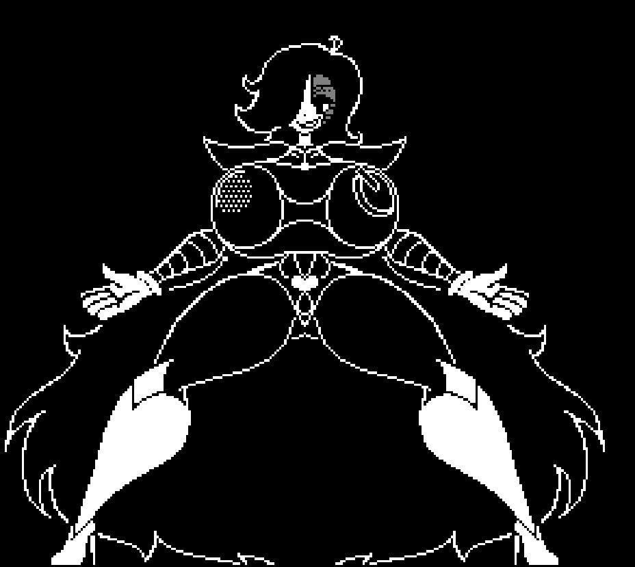 1girls 5_fingers android big_breasts black_background black_hair feet female female_only genderswap heels high_heels long_hair mettaton mettaton_ex monochrome nipples pixel_art pussy robot robot_girl rule_63 smile smiling smirk solo sprite_art the_absolute thick_thighs undertale