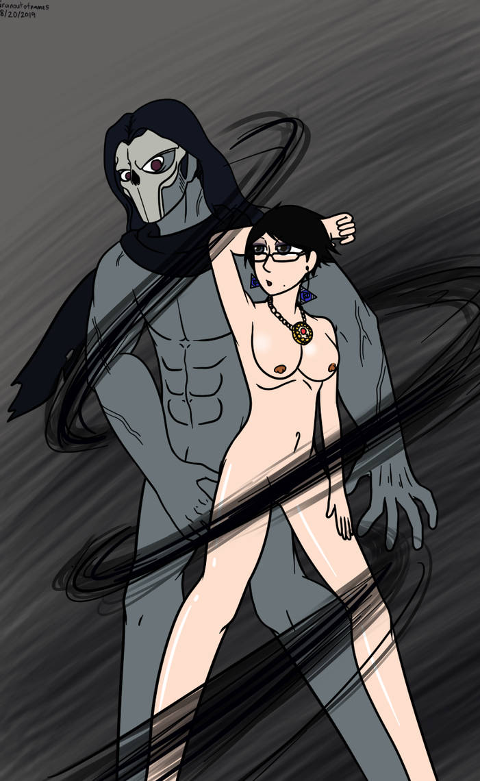 abs bayonetta bayonetta_(character) bayonetta_2 clever_censor crossover darksiders darksiders_2 death_(darksiders) glasses grey_body grey_skin interspecies long_hair magic magic_user mask masked masked_male naked necklace nephilim nude nude_female nude_male red_eyes scarf short_hair skull_mask witch