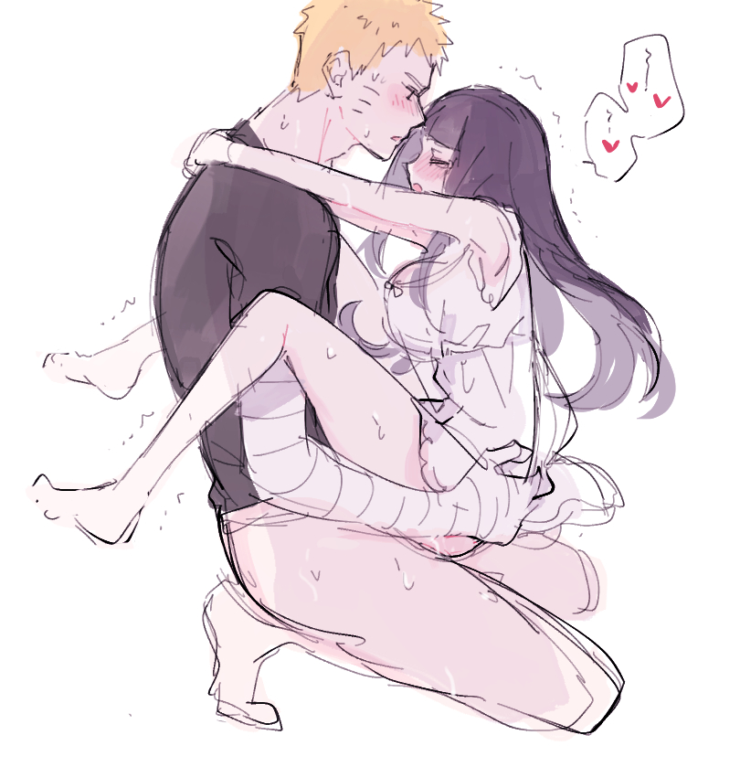 1boy, 1girls, ambiguous penetration, barefoot, blonde hair, bottomless, breasts, carrying, closed eyes, couple, cowgirl position, dress, female, hyuuga hinata, kneeling, lingerie, male, male/female, moaning, naruto, naruto (series), naruto: the last, no underwear, pajamas, purple hair, shirt, sitting on lap, sitting on person, straight, uzumaki naruto