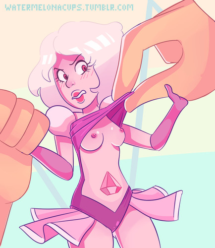 breasts cartoon_network diamond_authority gem_(species) giant_hands minigirl nipples pink_diamond_(steven_universe) pink_eyes pink_hair pink_nipples pink_skin restrained shirt_lift steven_universe watermelonacups