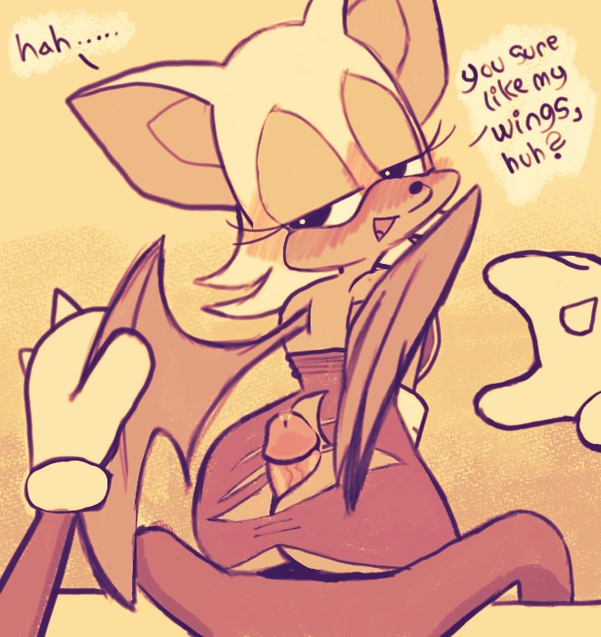 2021, anthro, ass, assjob, bat, blush, buttjob, canaryprimary, chiropteran, clothing, covered assjob, covered buttjob, echidna, eulipotyphlan, female, first person view, furry, genitals, hedgehog, hot dogging, humanoid genitalia, humanoid penis, knuckles the echidna, looking back, male, male/female, mammal, monochrome, penis, rouge the bat, sega, sex, sonic (series), sonic the hedgehog (series), tail, torn clothing, wing grab, wings
