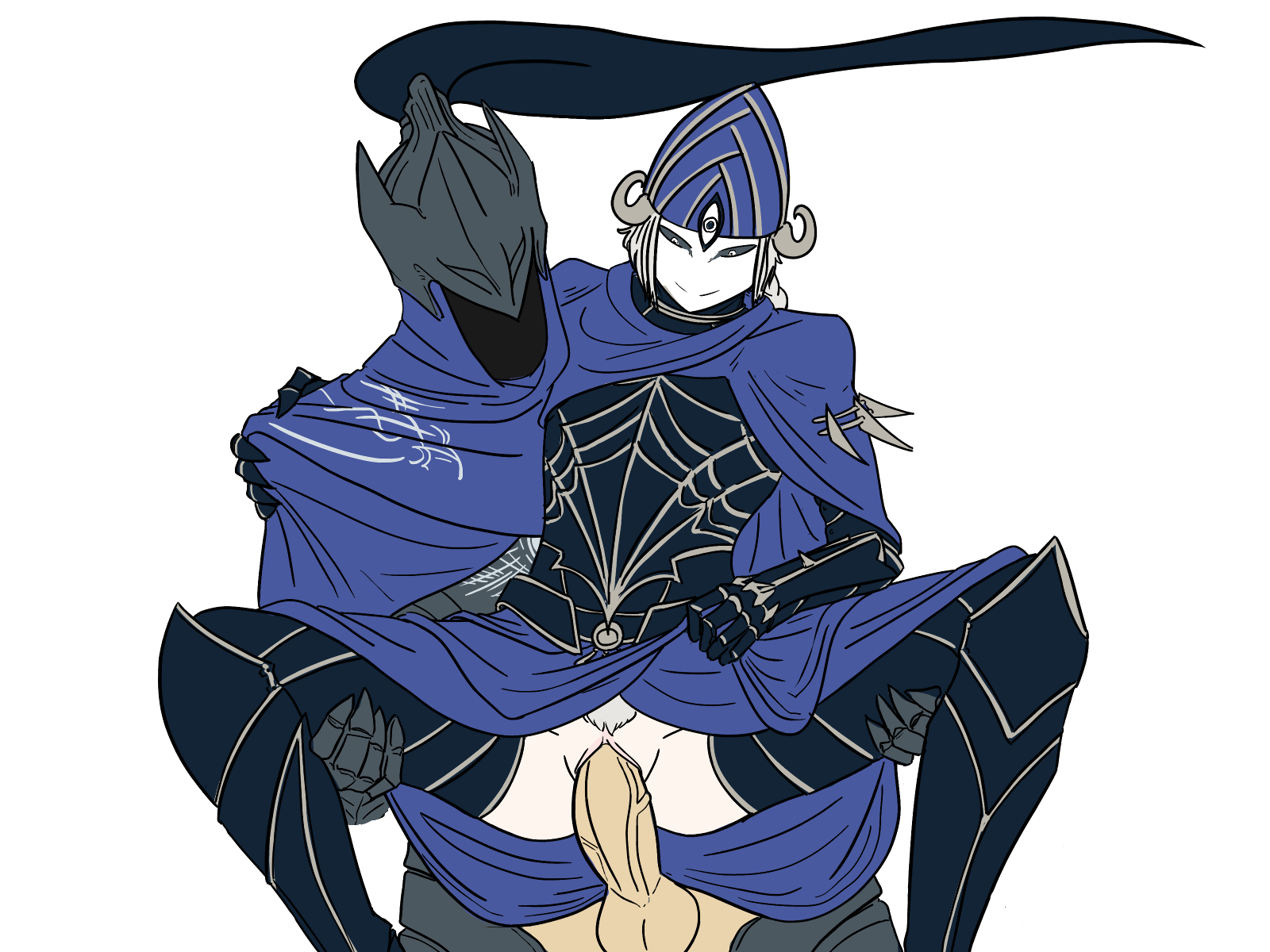 1boy, 1girls, 4:3, armor, artorias the abysswalker, balls, carrying, dark souls, erection, female, female penetrated, fromsoftware, held up, helmet, knight, lord's blade ciaran, male, male penetrating, male penetrating female, mask, penetration, penis, pussy, sex, spread legs, straight, testicles, uncensored, vagina, vaginal penetration, veiny penis