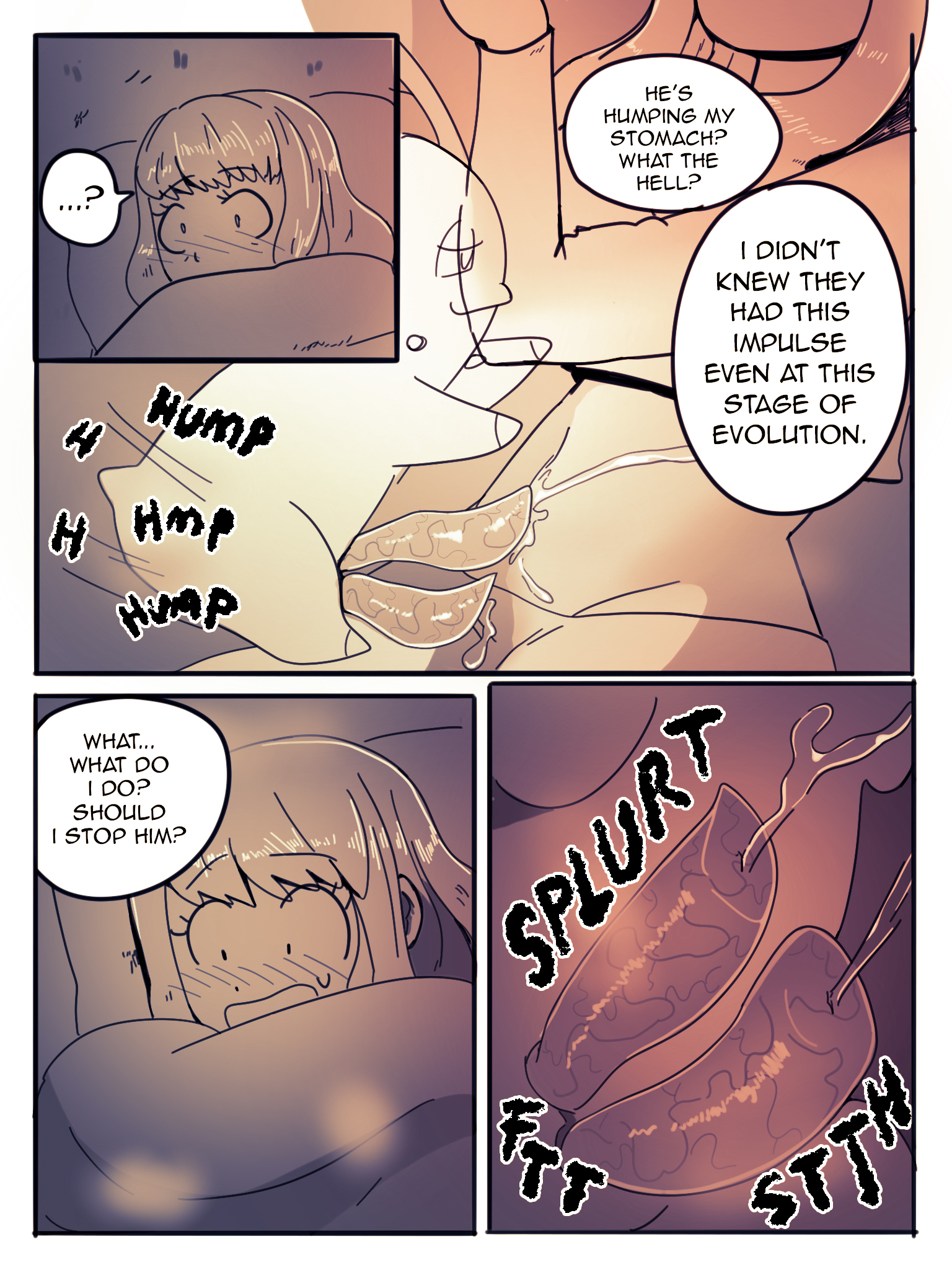 1boy, 1girls, animal penis, chikorita, comic page, cum, cum on body, cumshot, dialogue, diphallia, diphallism, english text, female, hi res, human, male, male pokemon/female human, monochrome, multi genitalia, multi penis, nintendo, penis, pokémon (species), pokemon, pokemon (species), pokephilia, speech bubble, wolfgang bang, year request