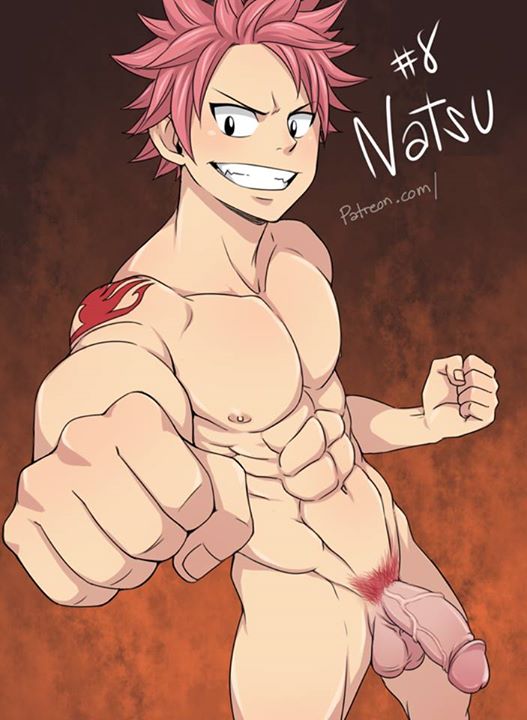 1boy, balls, bara, circumcised, fairy tail, ichan, male, male only, muscles, muscular, muscular male, natsu dragneel, penis, pink hair, pink pubic hair, pubic hair, solo, solo male, tagme, testicles, veiny penis, yaoi