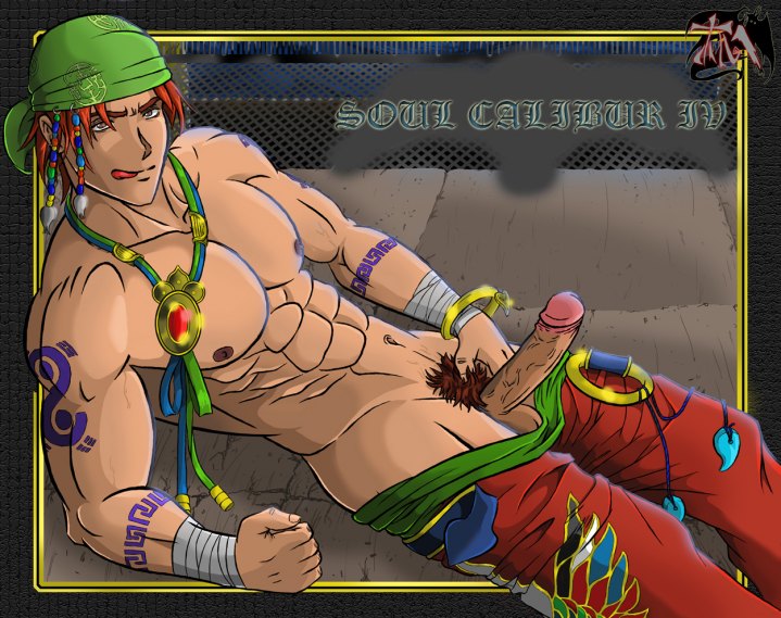 1boy abs balls bandana devilman_(artist) erect_penis erection hong_yun-seong human human_only licking_lips male male_focus male_only nude nudity orange_hair pecs penis pubic_hair short_hair solo solo_focus solo_male soul_calibur tagme tattoo tattoos testicles uncensored underwear veiny_penis