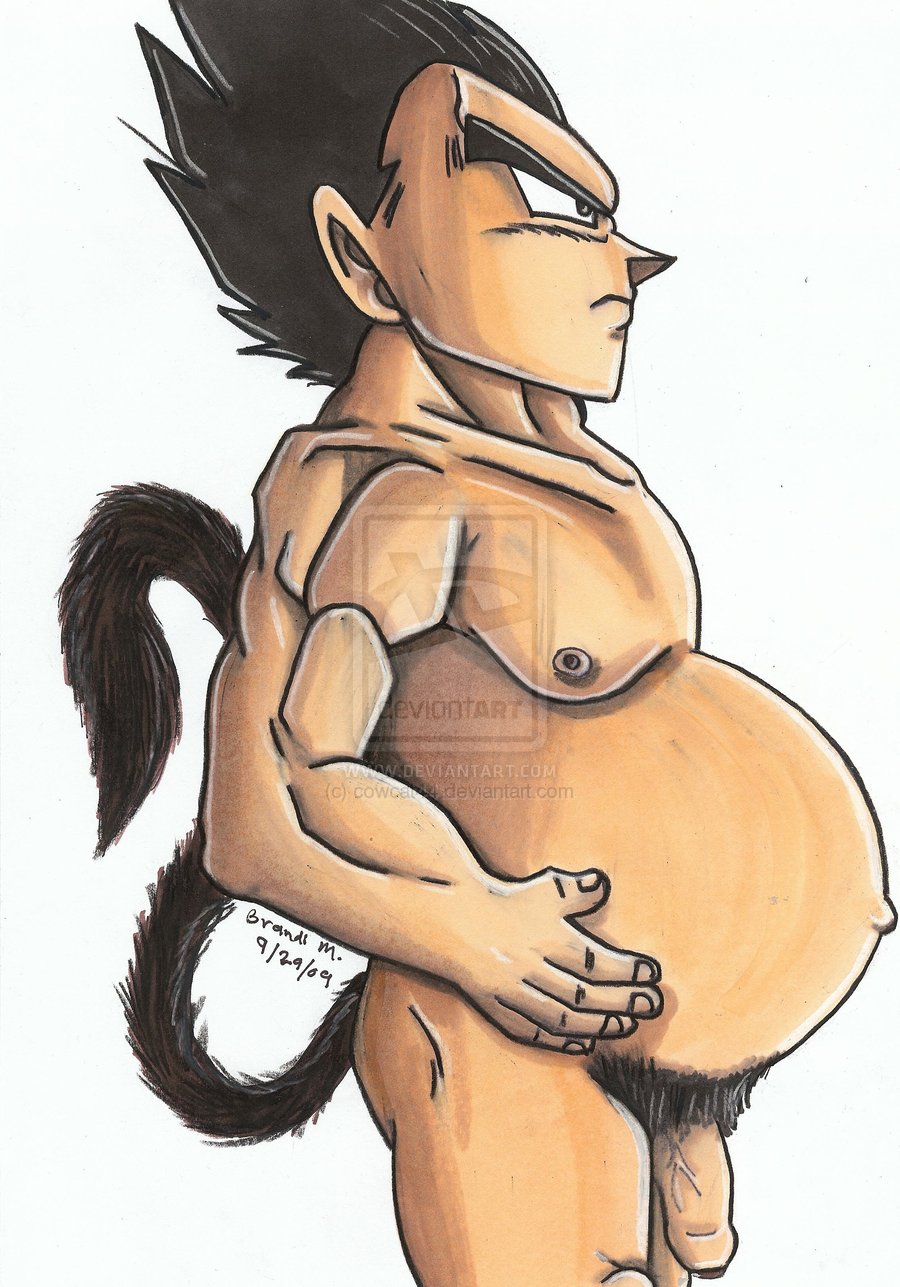 2009 cowcat44 dragon_ball dragon_ball_z flaccid male male_only male_pregnancy mpreg nude solo straight_hair tagme vegeta what