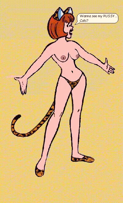 archie_comics breasts english_text fake_animal_ears fake_tail female female_only flats full_body hanna-barbera human josie_and_the_pussycats josie_mcoy nipples solo standing tagme topless