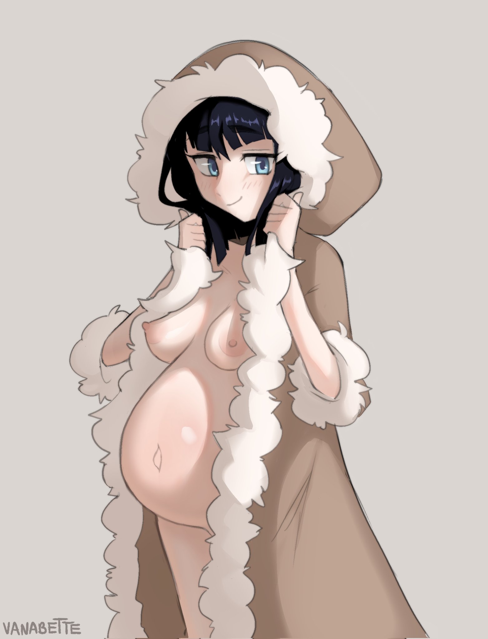 1girls, areolae, blush, breasts, female, female only, kill la kill, kiryuuin satsuki, nipples, pregnant, solo, vanabette