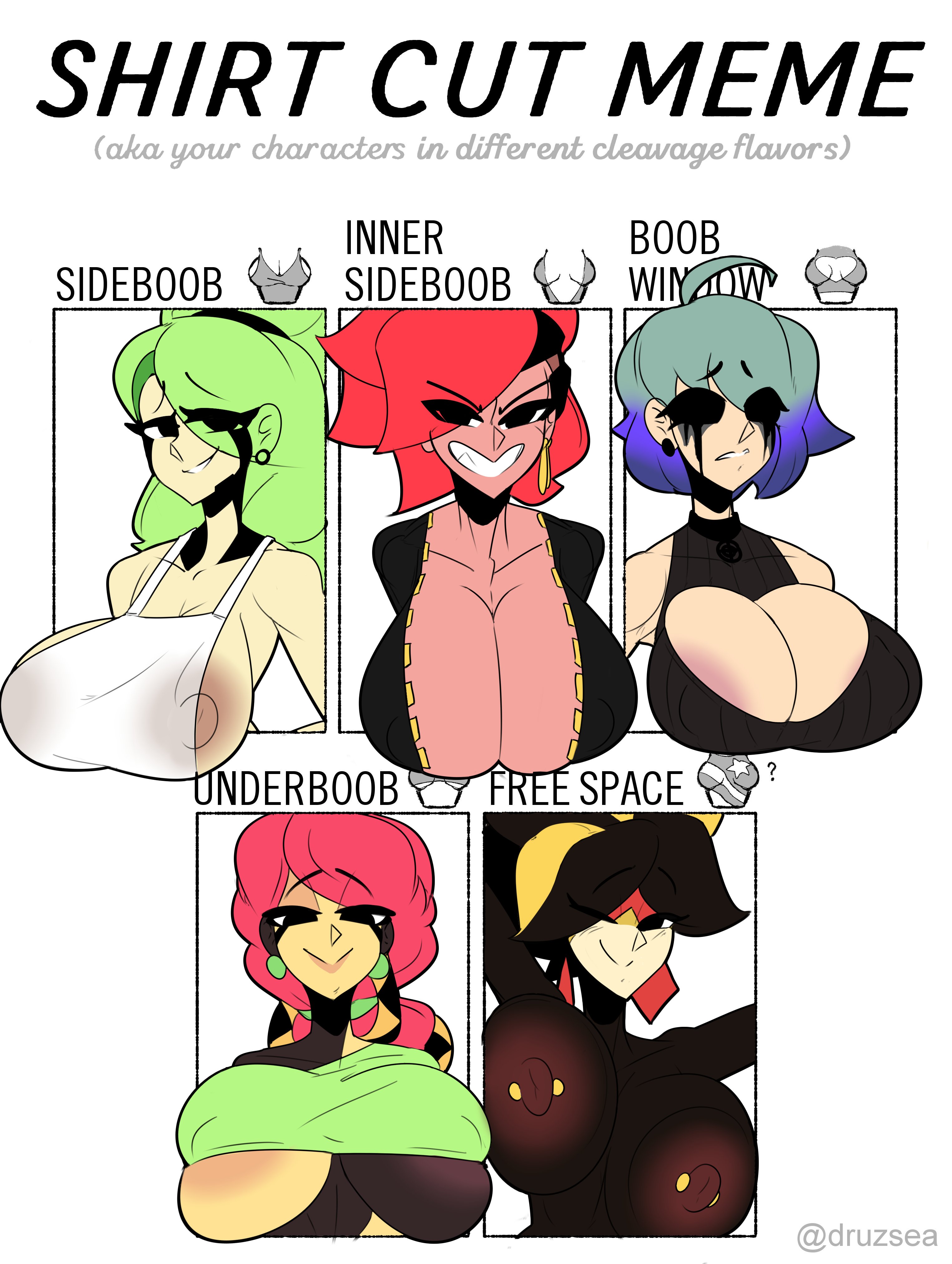 areolae, big breasts, breast grab, breasts, cleavage, clothed, clothing, ecco (ray54612277), female, female only, fraya (ray5461227), half-dressed, humanoid, naked, partially clothed, ray54612277, roze (ray54612277), shirt cut meme, side boob, skindentation, twitter, underboob