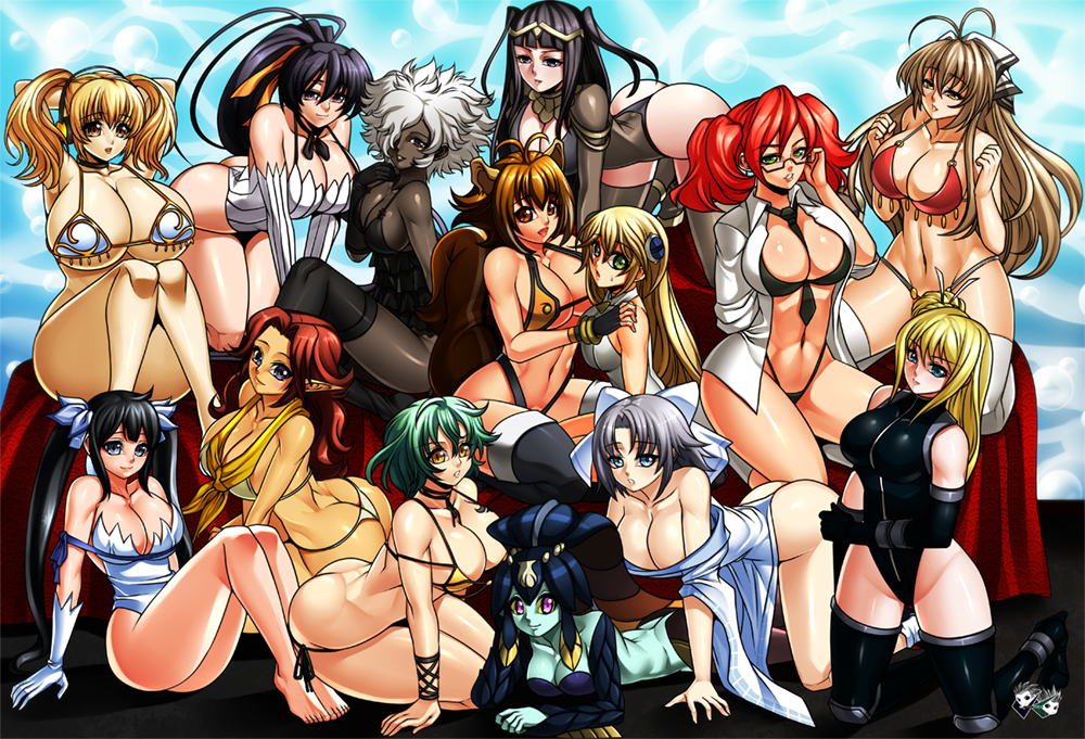 14girls 6+girls akeno_himejima amagi_brilliant_park angel ass big_ass big_breasts bikini bikini_bottom bikini_top black_hair blazblue blonde_hair bubble_ass bubble_butt busty cartoony cleavage clothing cremia crossover dark-skinned_female dark_skin demon demon_girl dungeon_ni_deai_wo_motomeru_no_wa_machigatteiru_darou_ka fallen_angel female female_only fire_emblem fire_emblem_awakening god goddess greek_mythology green_eyes green_skin hestia_(danmachi) high_school_dxd hikage_(senran_kagura) hourglass_figure huge_breasts human humanoid indigo_hair jadenkaiba legs light-skinned_female light_skin makoto_nanaya malon minette_(skullgirls) miss_monday_(ninja_gaiden) multiple_girls mythology nancy_lee ninja_gaiden ninja_slayer no_more_heroes noel_vermillion pigtails ponytail purple_eyes senran_kagura senran_kagura_(series) sento_isuzu shinobu_jacobs short_hair skullgirls super_pochaco super_sonico tharja_(fire_emblem) the_legend_of_zelda thick_legs thick_thighs thighs upper_body voluptuous white_hair yaiba:_ninja_gaiden_z yumi_(senran_kagura)